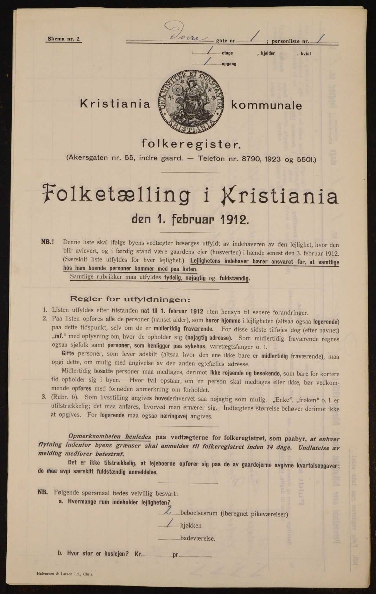 OBA, Kommunal folketelling 1.2.1912 for Kristiania, 1912, s. 15915