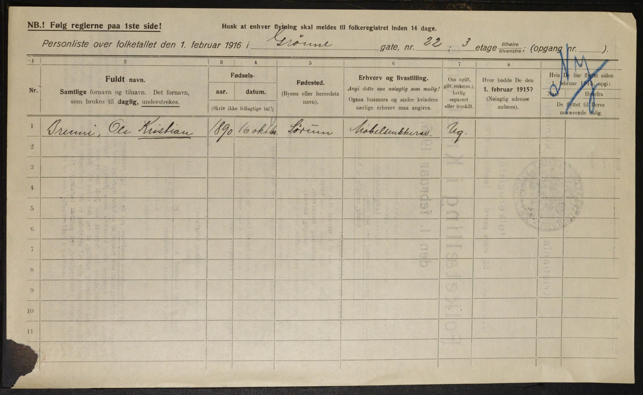 OBA, Kommunal folketelling 1.2.1916 for Kristiania, 1916, s. 32969