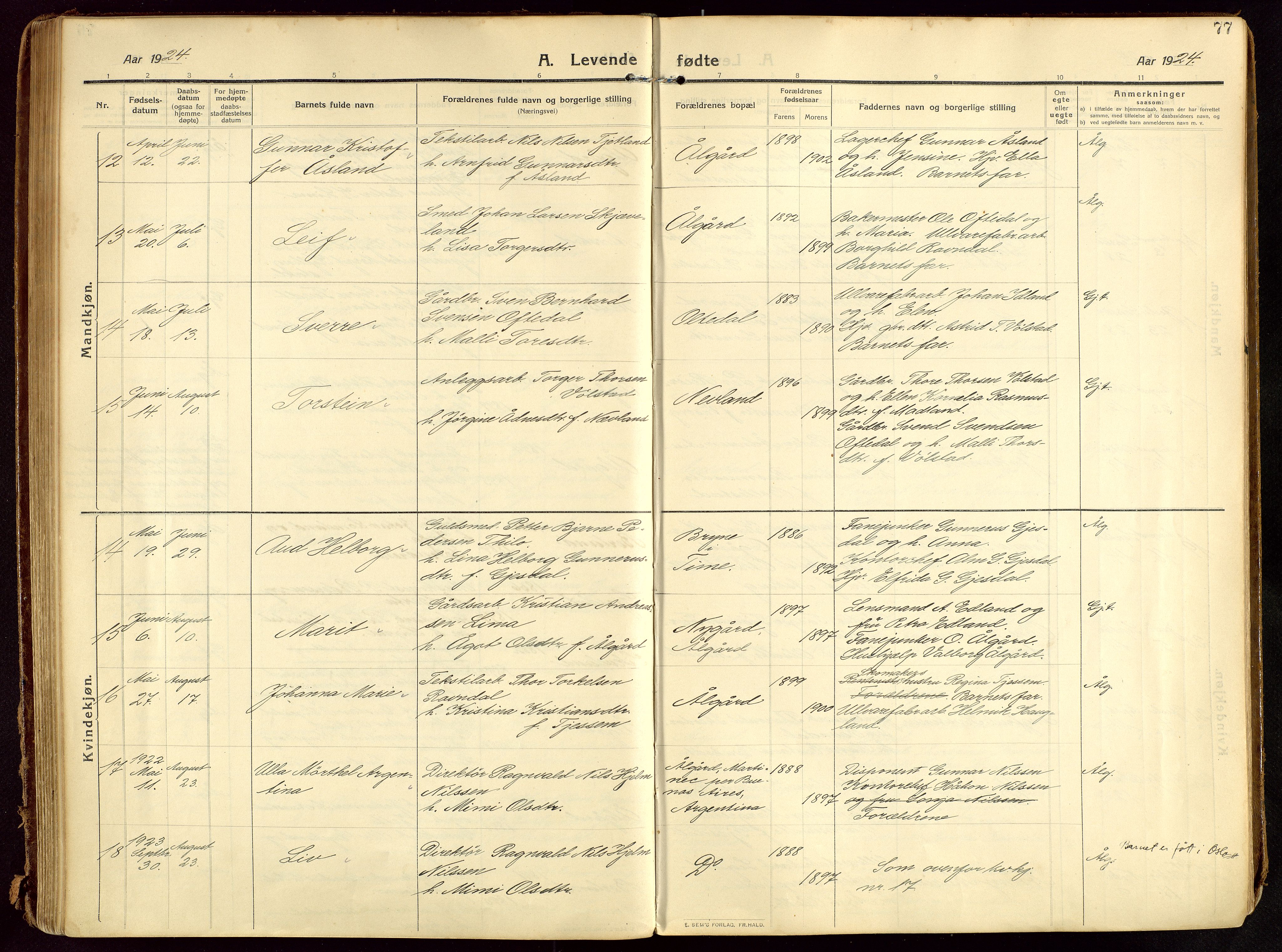 Lye sokneprestkontor, AV/SAST-A-101794/002/B/L0001: Ministerialbok nr. A 13, 1910-1925, s. 77