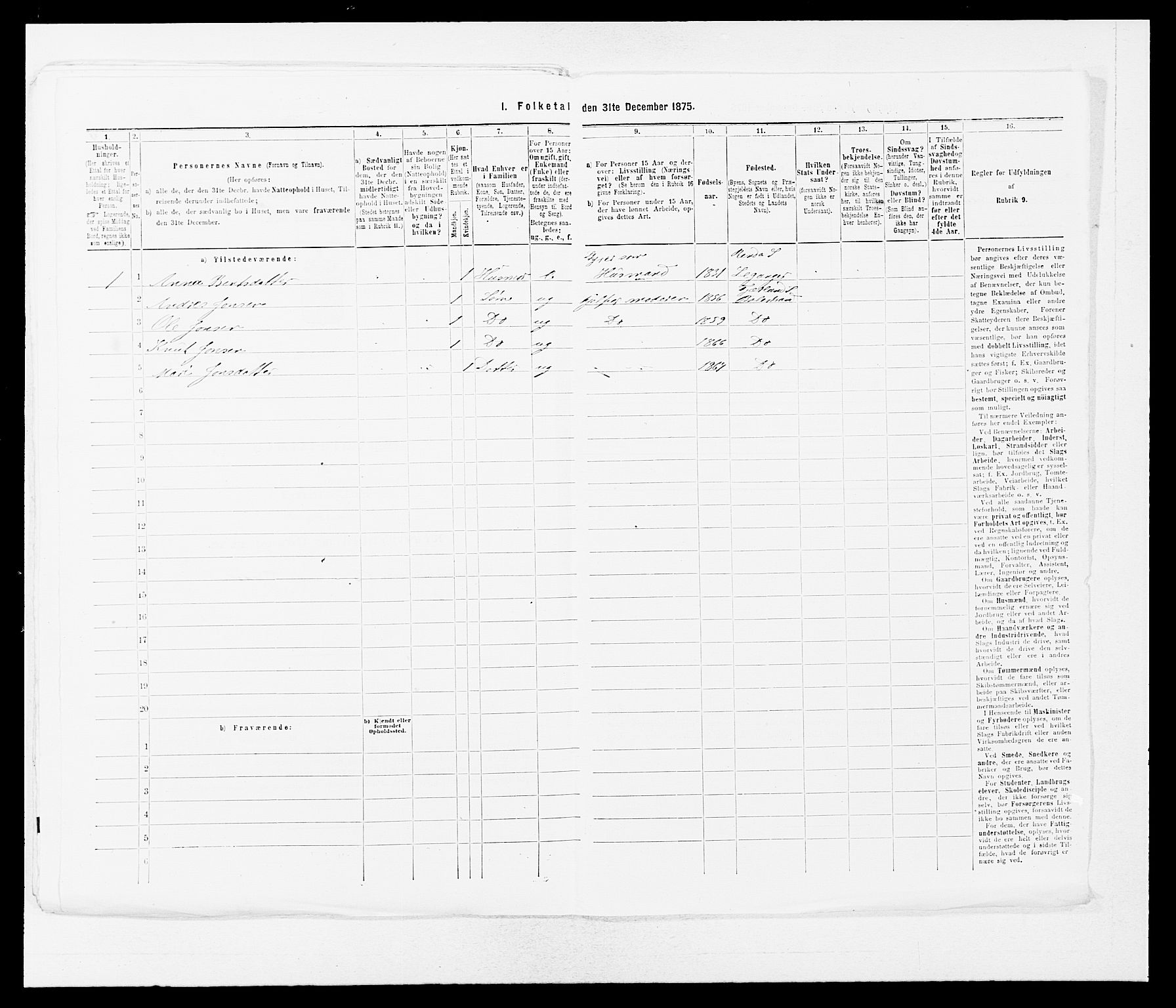 SAB, Folketelling 1875 for 1418P Balestrand prestegjeld, 1875, s. 599