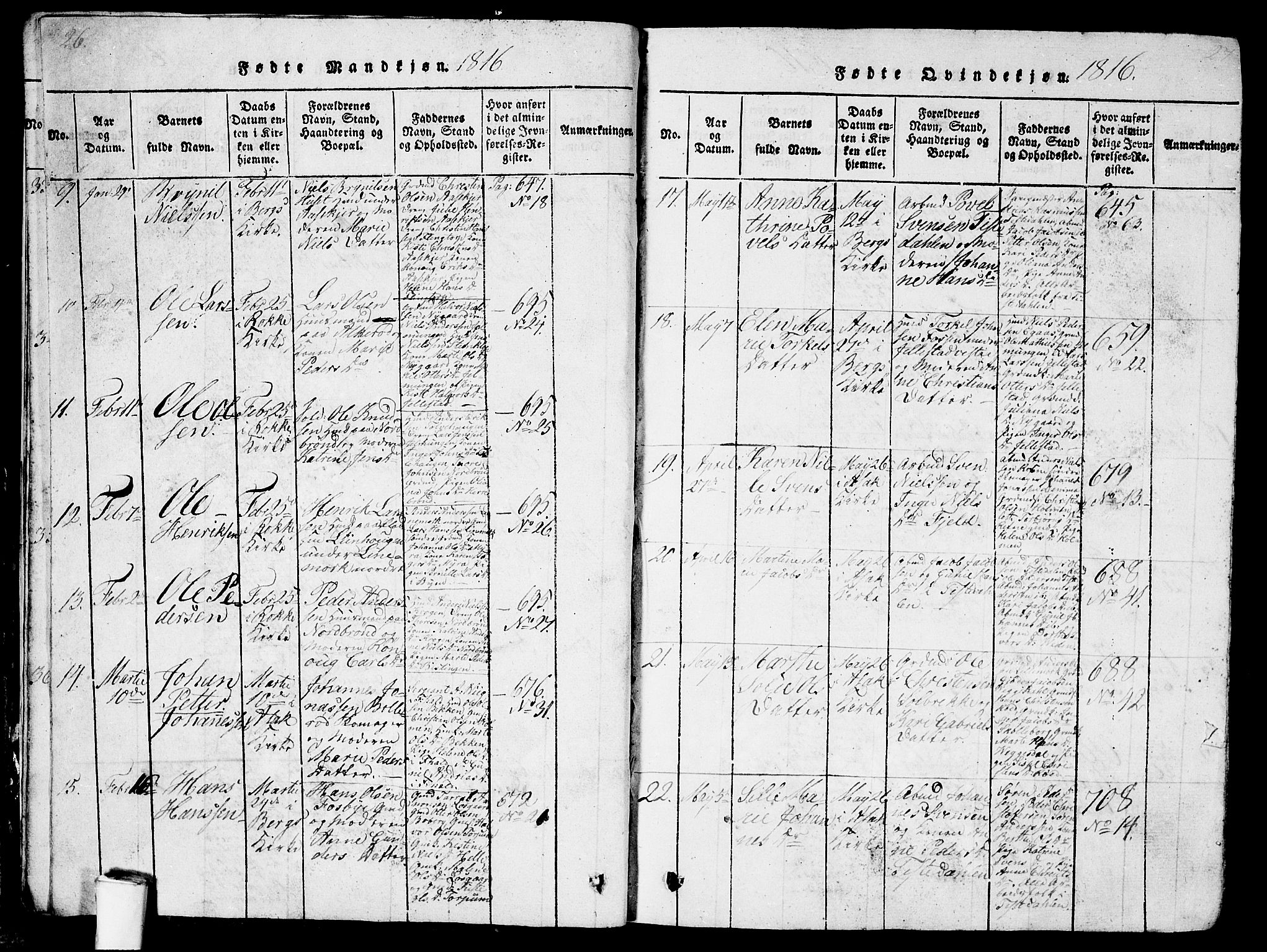 Berg prestekontor Kirkebøker, AV/SAO-A-10902/G/Ga/L0001: Klokkerbok nr. I 1, 1815-1832, s. 26-27