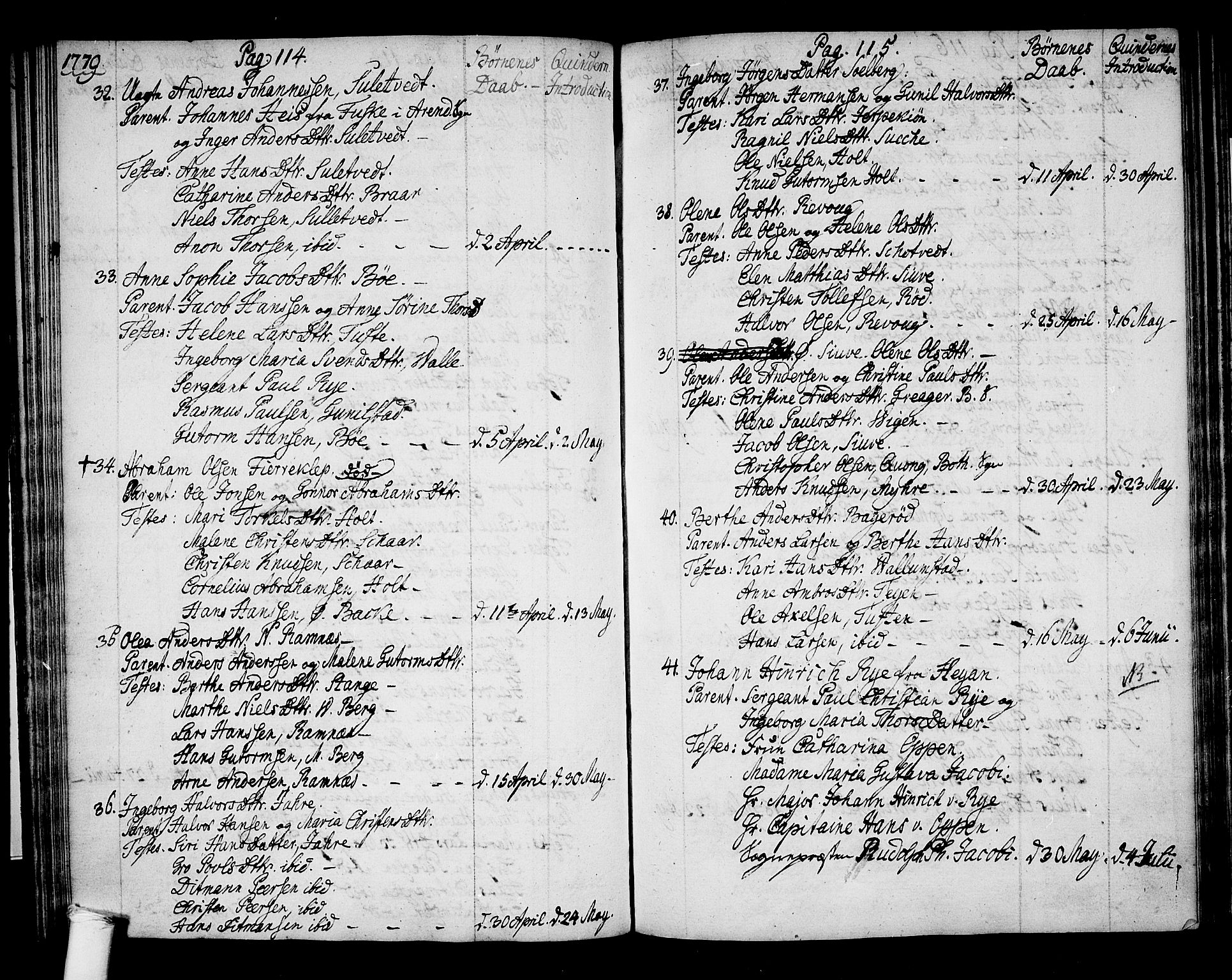 Ramnes kirkebøker, AV/SAKO-A-314/F/Fa/L0002: Ministerialbok nr. I 2, 1773-1790, s. 114-115