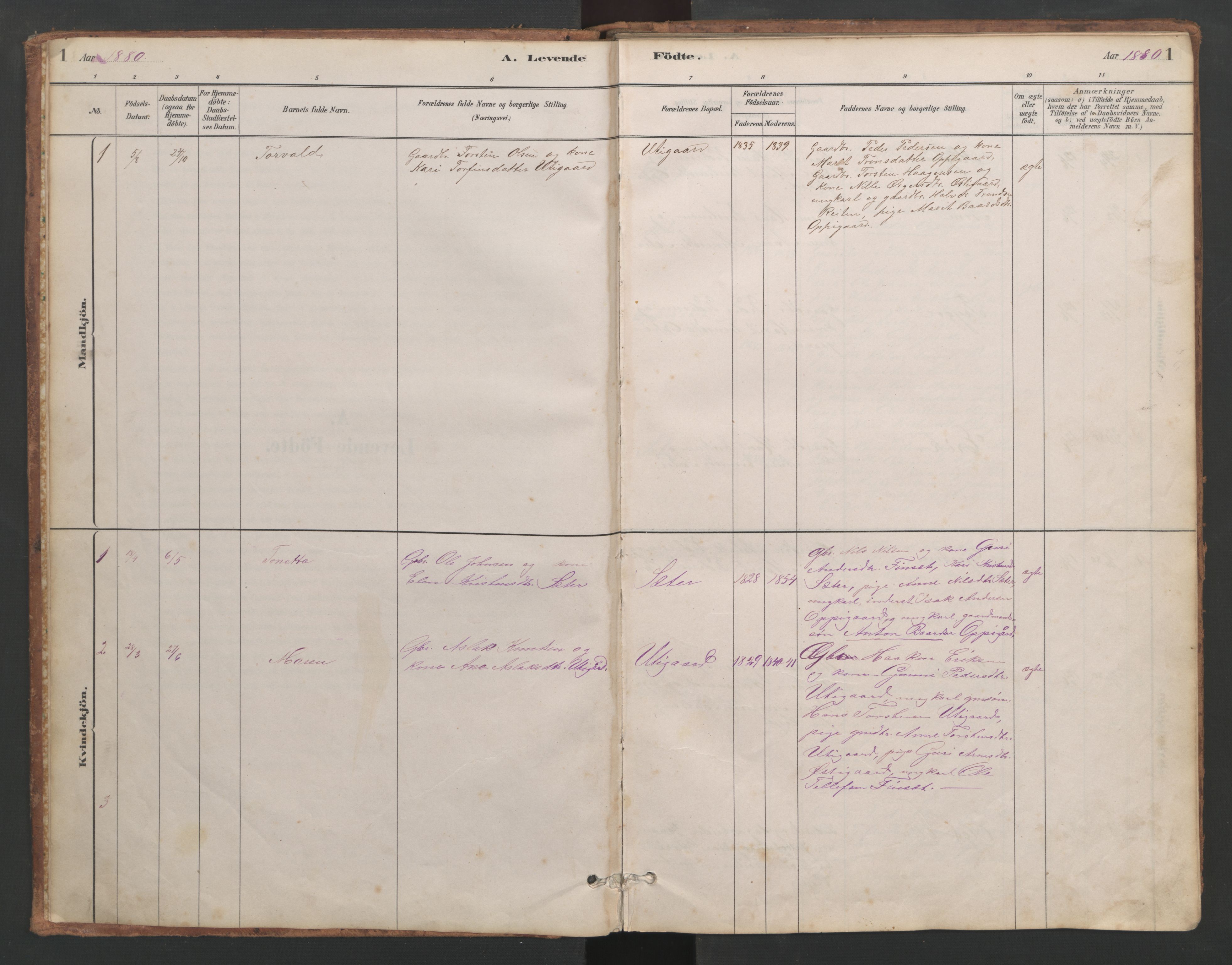 Ministerialprotokoller, klokkerbøker og fødselsregistre - Møre og Romsdal, AV/SAT-A-1454/553/L0642: Klokkerbok nr. 553C01, 1880-1968, s. 1