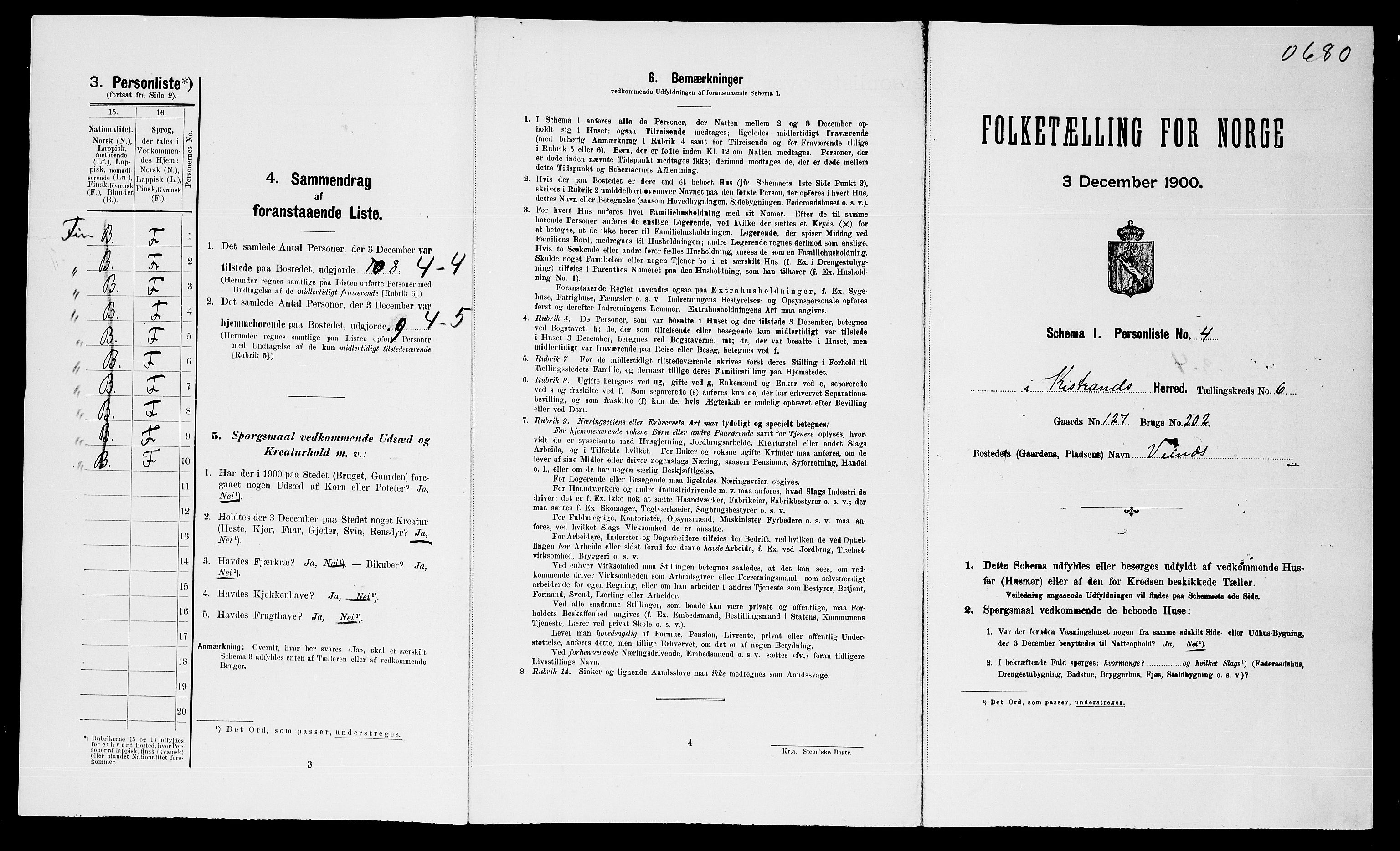 SATØ, Folketelling 1900 for 2020 Kistrand herred, 1900, s. 518
