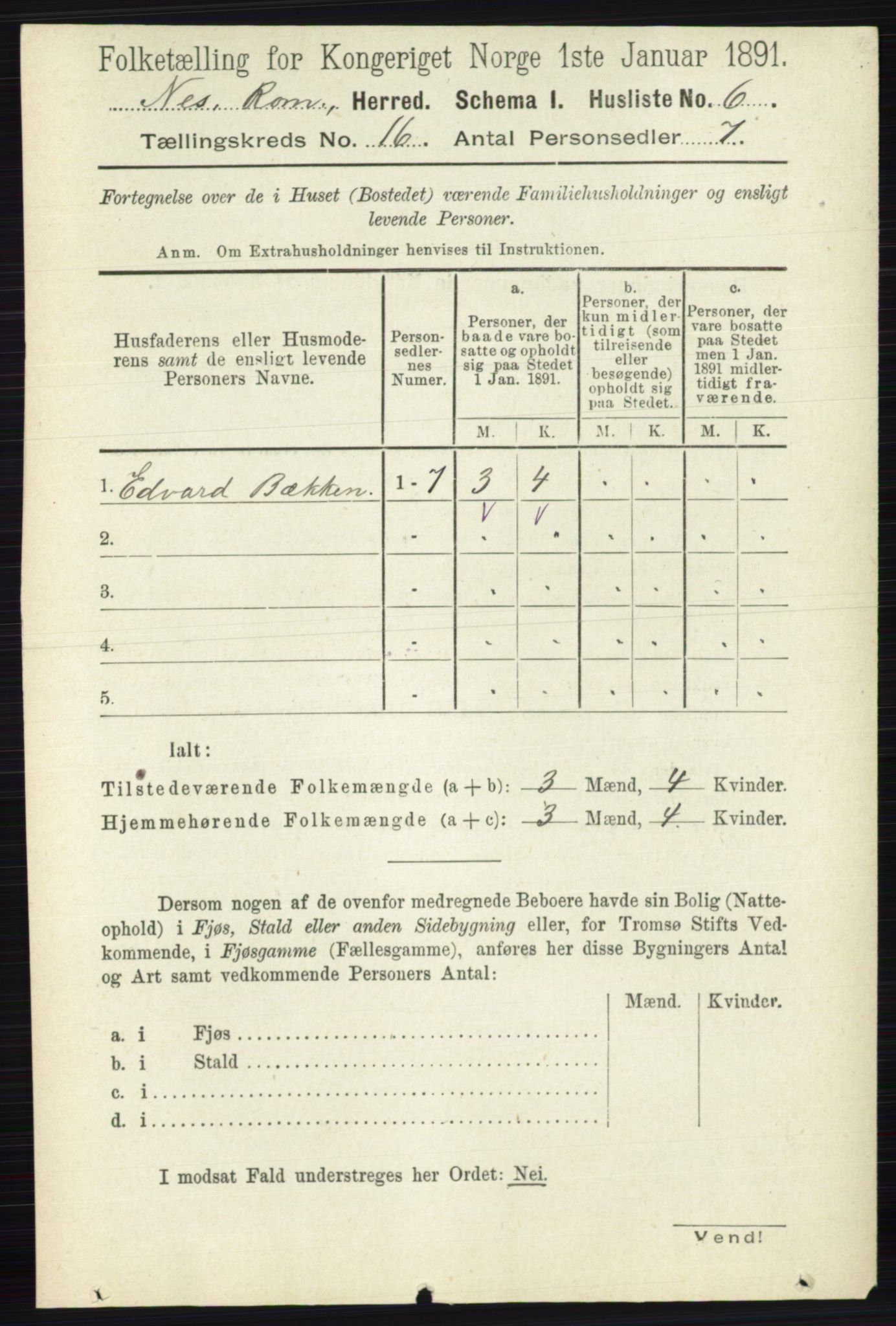 RA, Folketelling 1891 for 0236 Nes herred, 1891, s. 9504