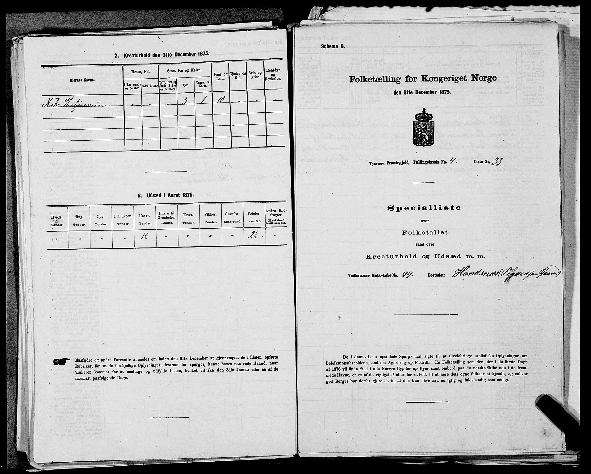 SAST, Folketelling 1875 for 1146P Tysvær prestegjeld, 1875, s. 499