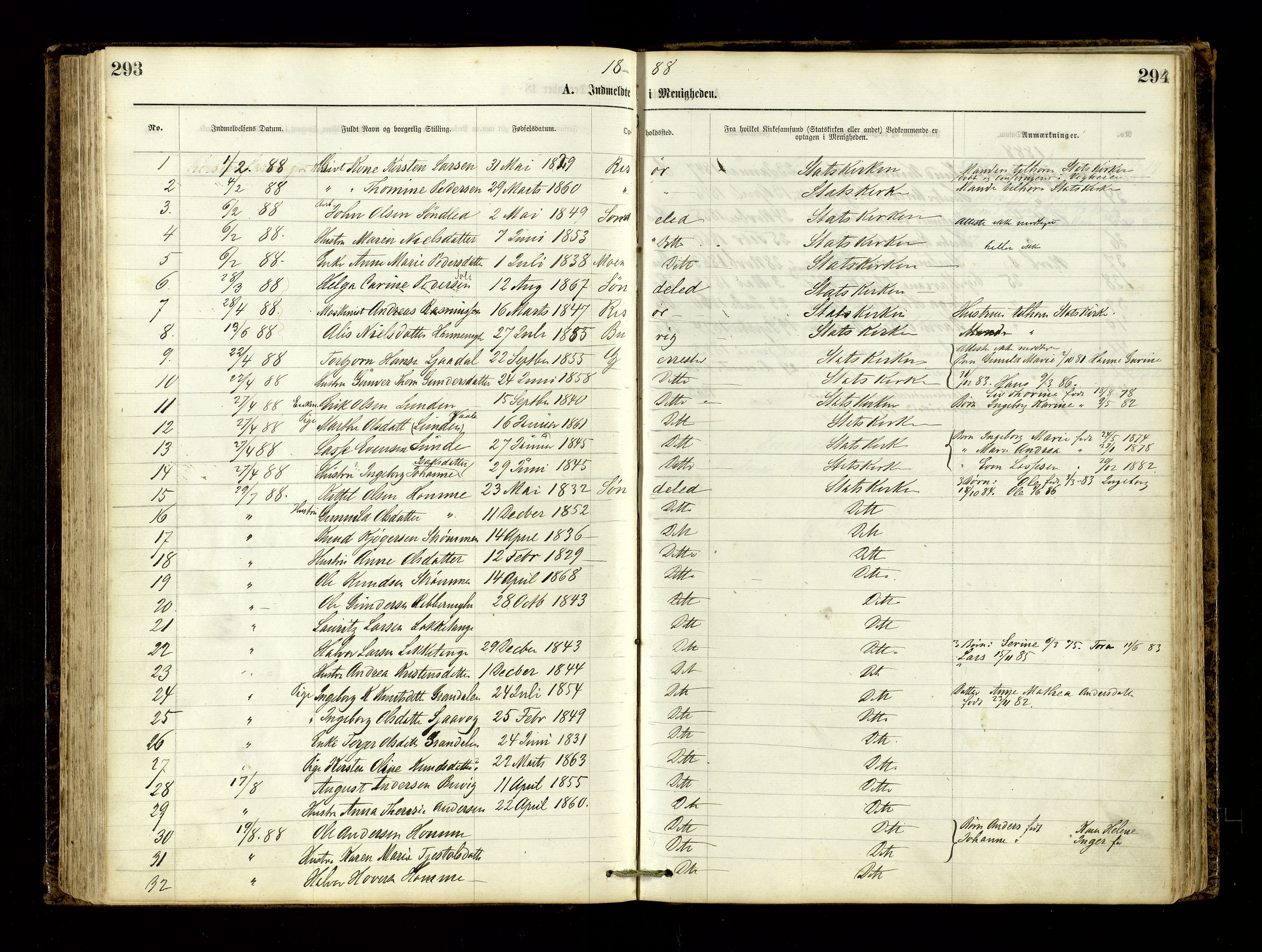 Den evangelisk-lutherske frimenighet, Risør, AV/SAK-1292-0007/F/Fa/L0001: Dissenterprotokoll nr. F 17, 1877-1892, s. 293-294
