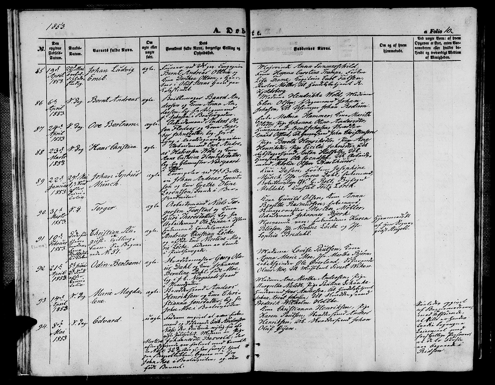 Ministerialprotokoller, klokkerbøker og fødselsregistre - Sør-Trøndelag, AV/SAT-A-1456/602/L0138: Klokkerbok nr. 602C06, 1853-1858, s. 10
