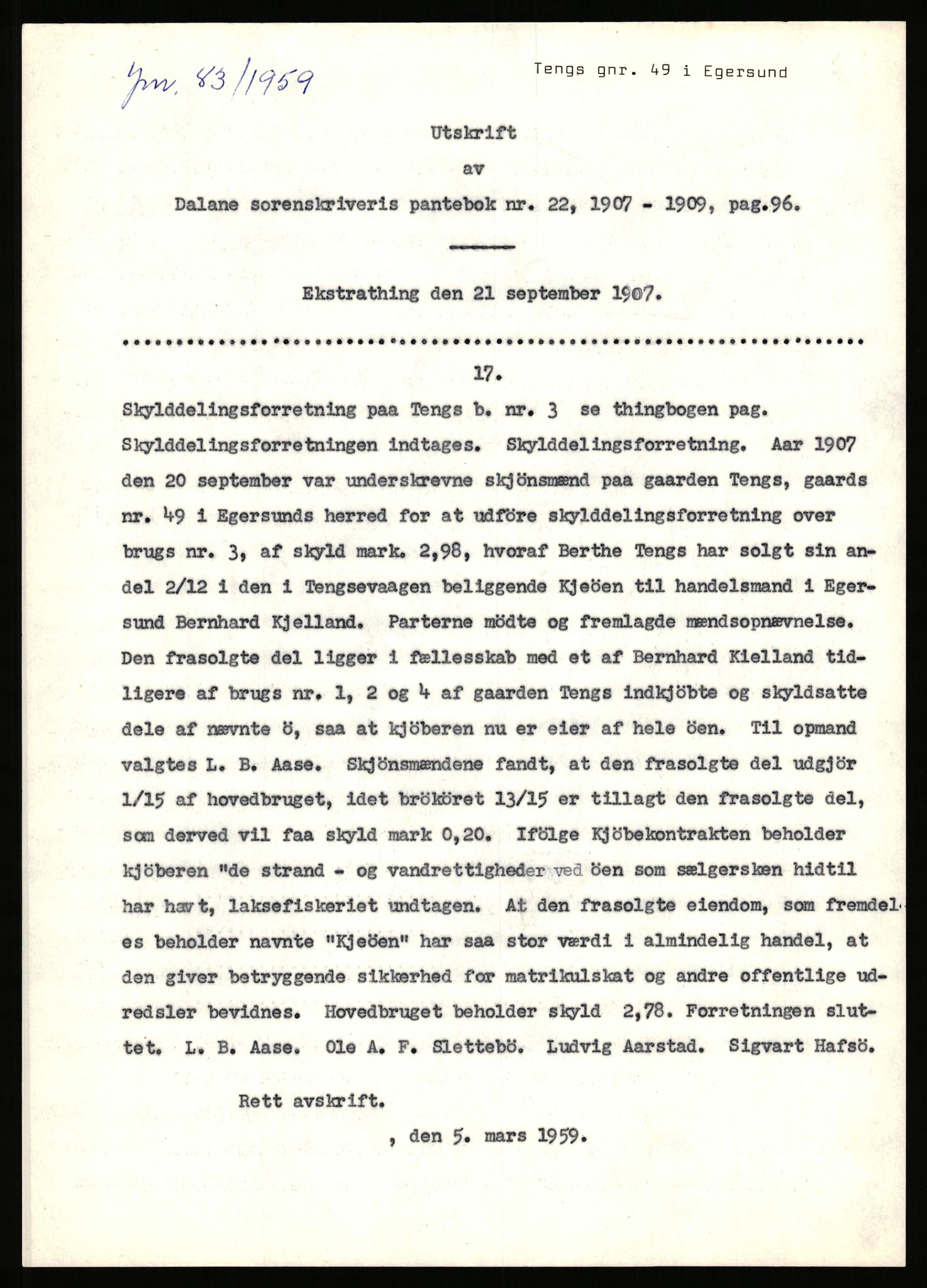 Statsarkivet i Stavanger, AV/SAST-A-101971/03/Y/Yj/L0086: Avskrifter sortert etter gårdsnavn: Tau - Tjeltveit, 1750-1930, s. 351