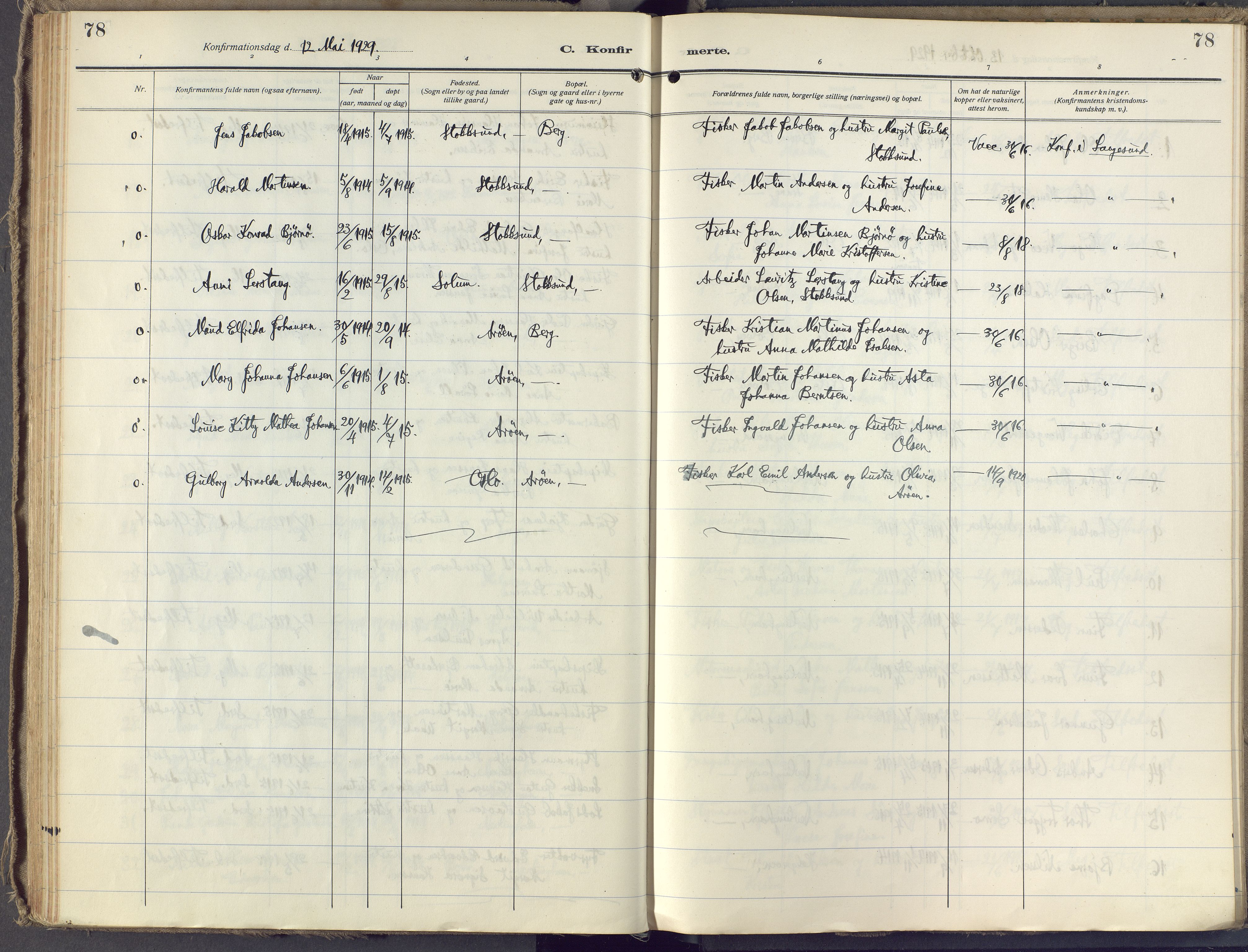 Brunlanes kirkebøker, SAKO/A-342/F/Fb/L0004: Ministerialbok nr. II 4, 1923-1940, s. 78