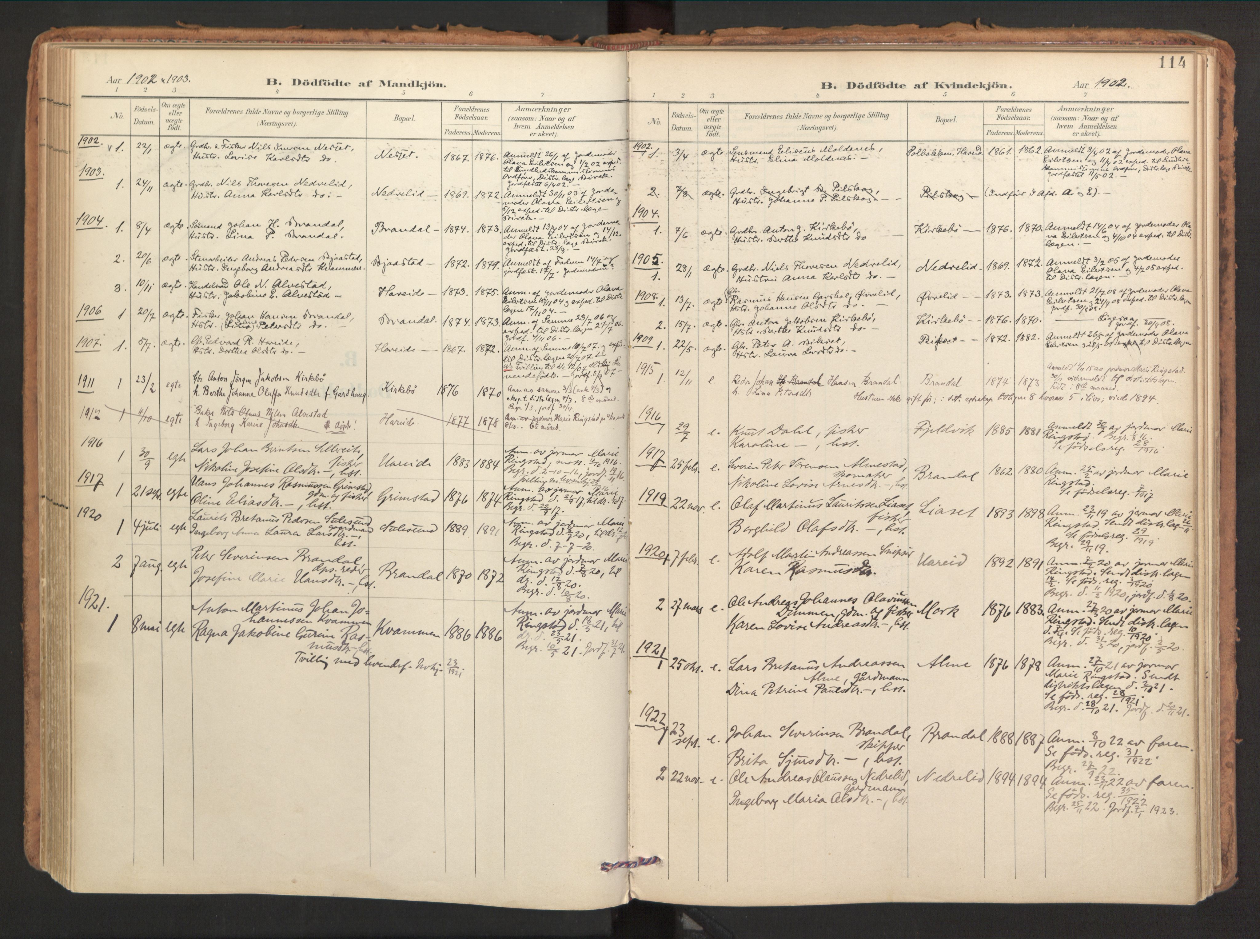 Ministerialprotokoller, klokkerbøker og fødselsregistre - Møre og Romsdal, AV/SAT-A-1454/510/L0123: Ministerialbok nr. 510A03, 1898-1922, s. 114
