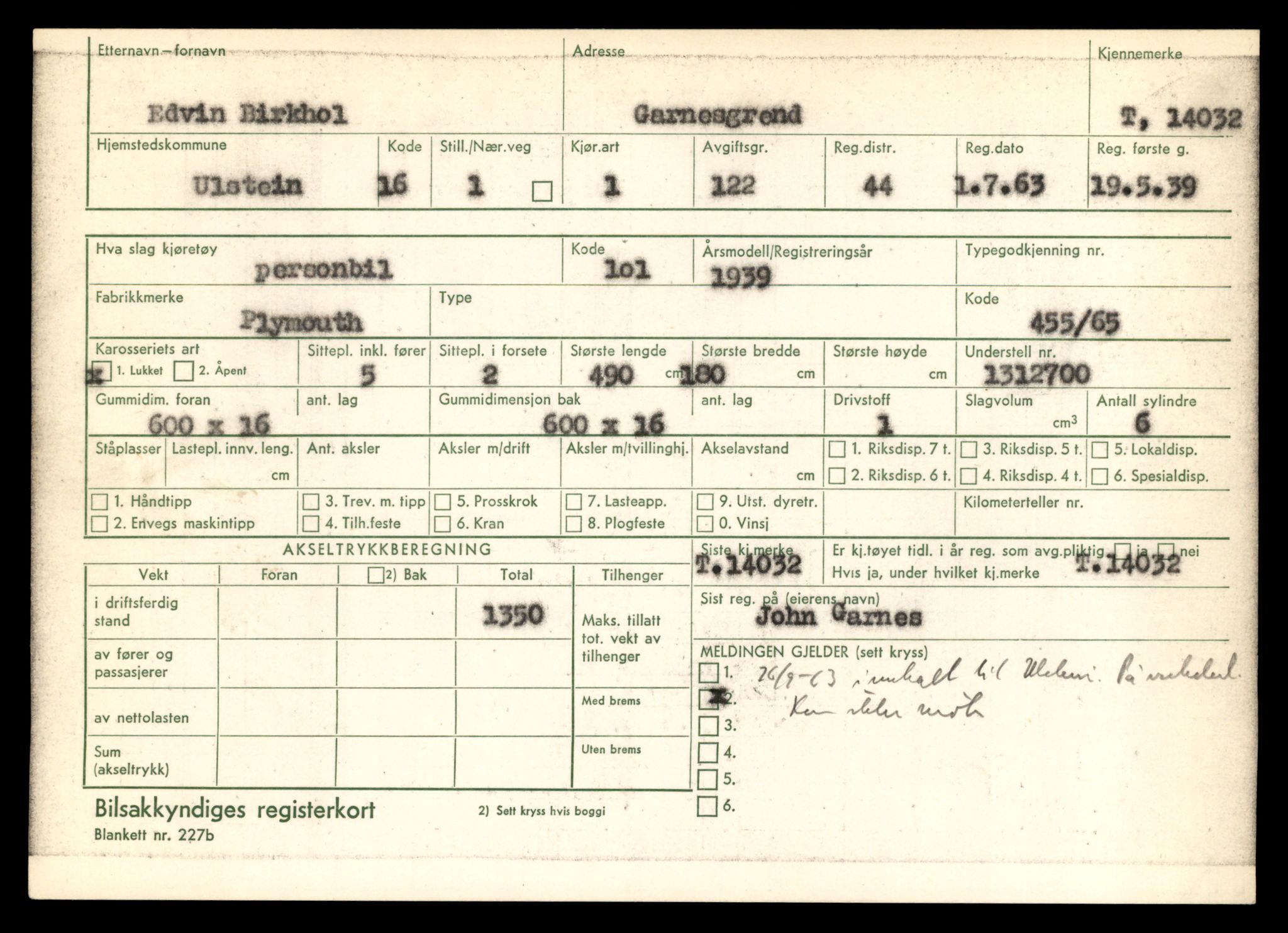Møre og Romsdal vegkontor - Ålesund trafikkstasjon, AV/SAT-A-4099/F/Fe/L0042: Registreringskort for kjøretøy T 13906 - T 14079, 1927-1998, s. 1995
