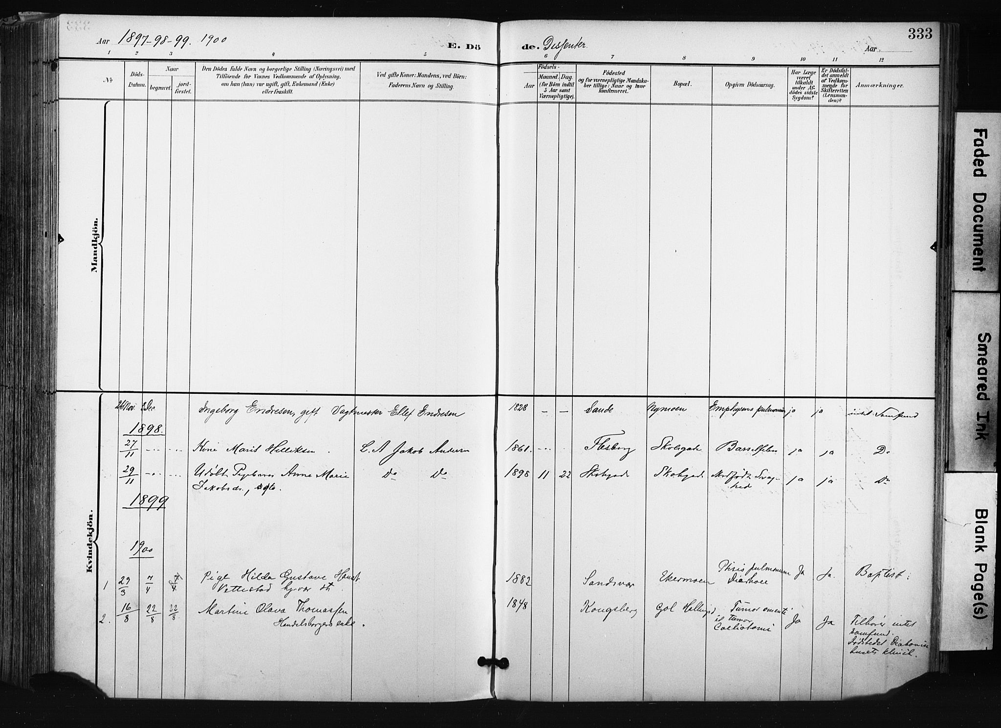 Kongsberg kirkebøker, SAKO/A-22/F/Fb/L0003: Ministerialbok nr. II 3, 1896-1905, s. 333