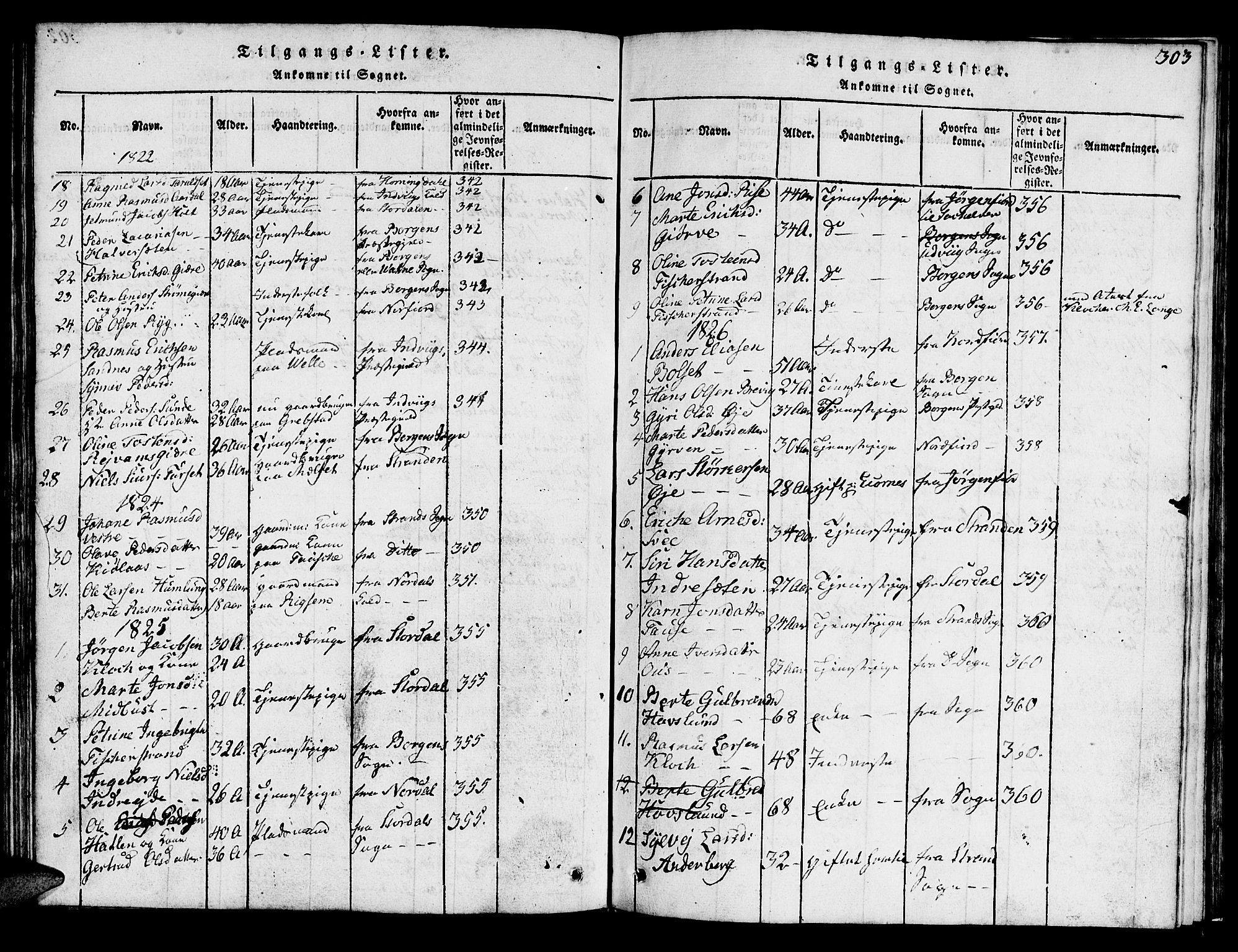 Ministerialprotokoller, klokkerbøker og fødselsregistre - Møre og Romsdal, SAT/A-1454/522/L0322: Klokkerbok nr. 522C01, 1816-1830, s. 303