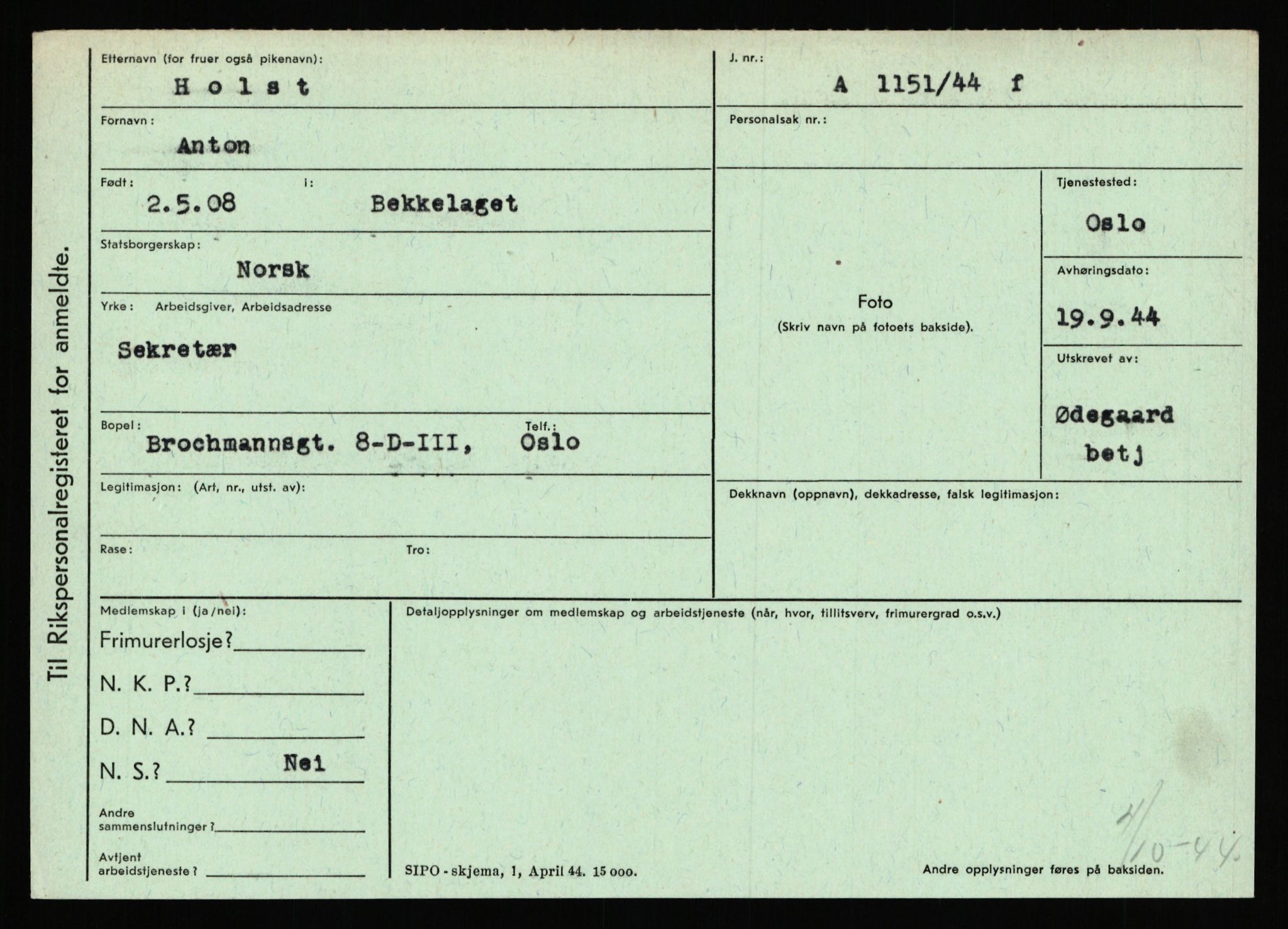 Statspolitiet - Hovedkontoret / Osloavdelingen, AV/RA-S-1329/C/Ca/L0007: Hol - Joelsen, 1943-1945, s. 468