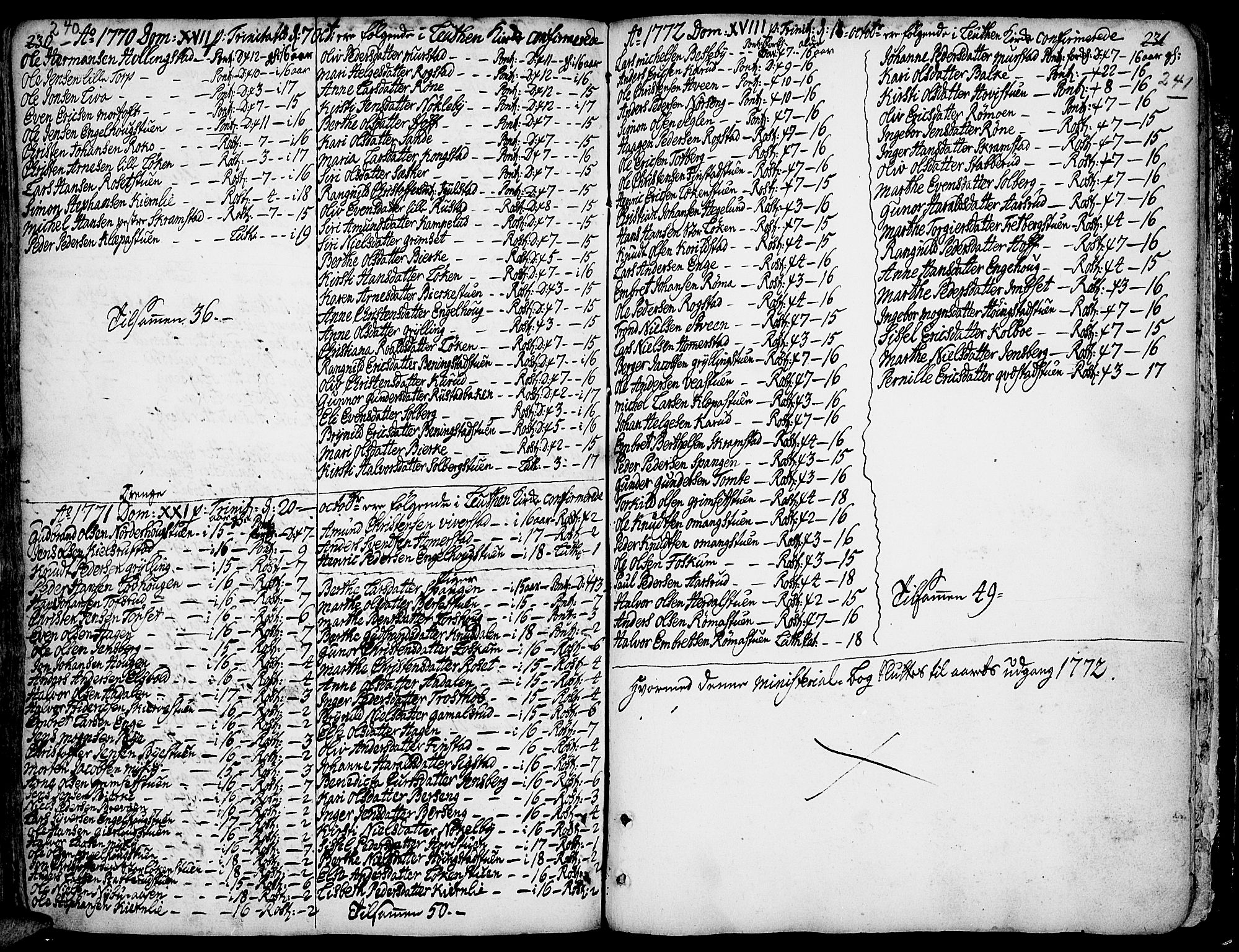Løten prestekontor, AV/SAH-PREST-022/K/Ka/L0002: Ministerialbok nr. 2, 1731-1772, s. 240-241