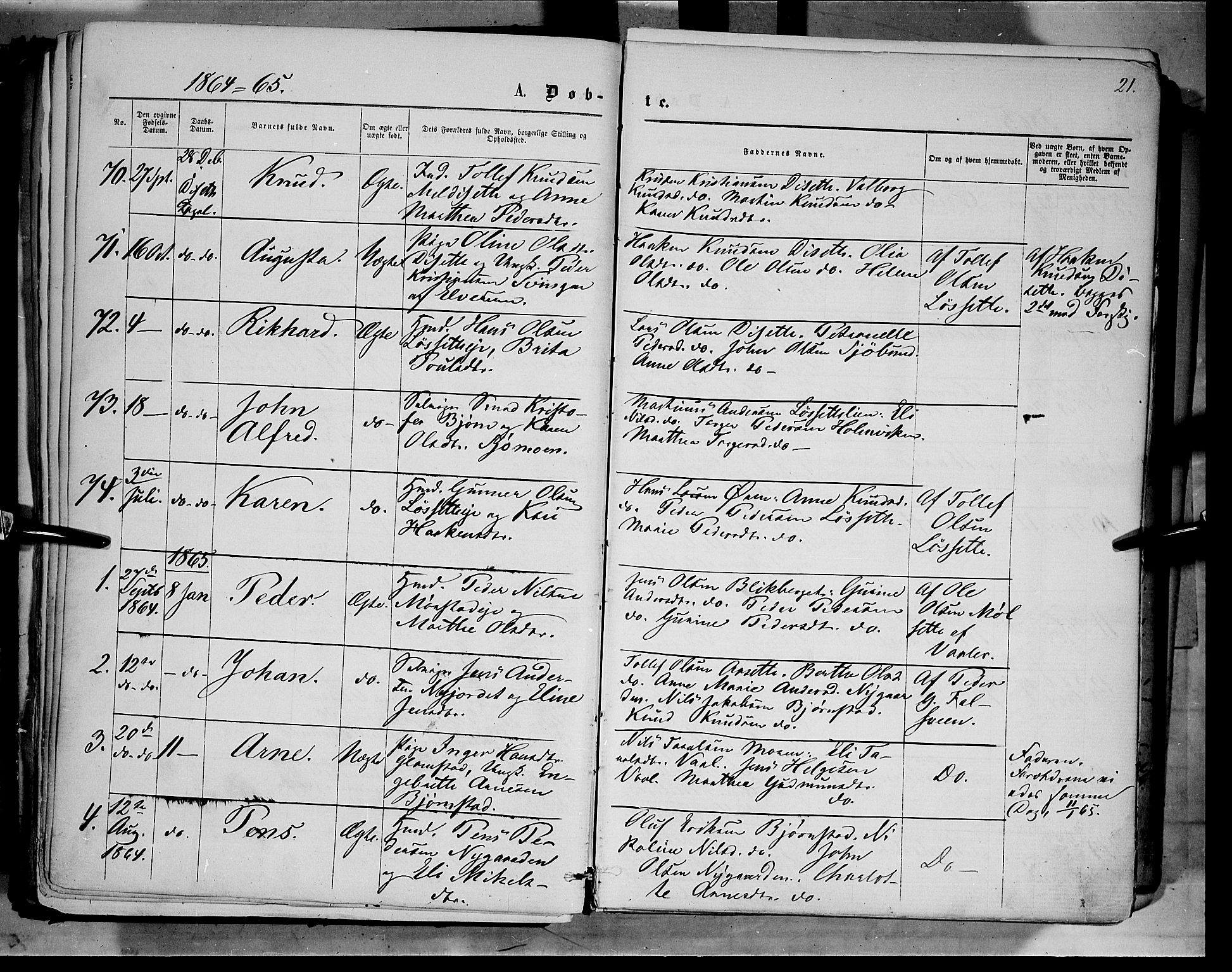 Åmot prestekontor, Hedmark, AV/SAH-PREST-056/H/Ha/Haa/L0008: Ministerialbok nr. 8, 1862-1875, s. 21