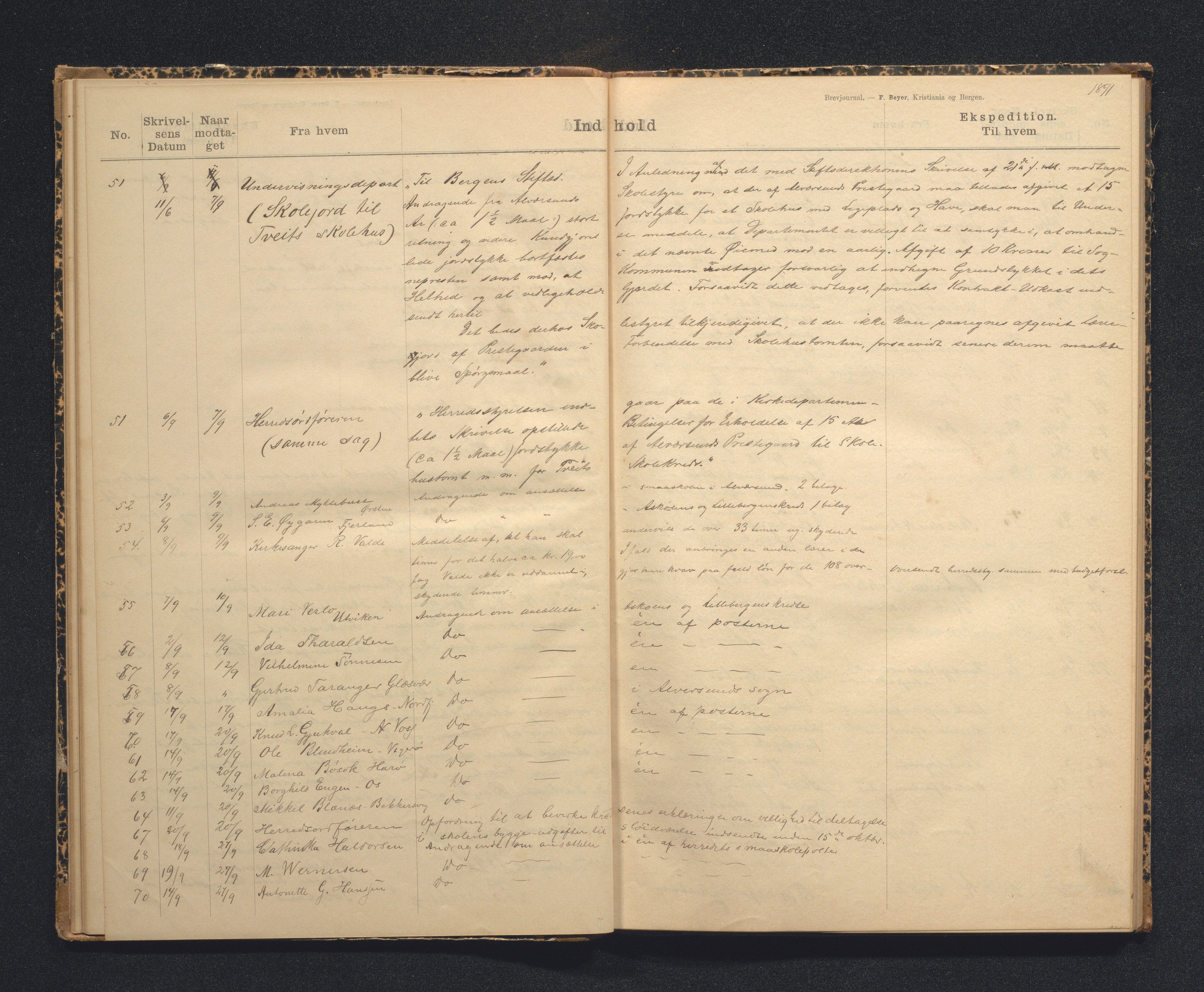 Alversund kommune. Skulestyret, IKAH/1257-211/C/Ca/L0001: Brevjournal for Alversund skulestyre, 1889-1899