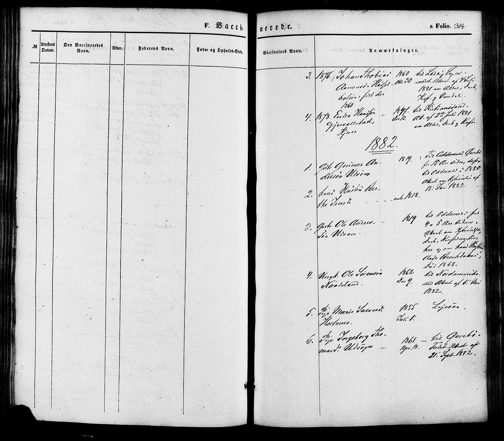 Søgne sokneprestkontor, SAK/1111-0037/F/Fa/Faa/L0002: Ministerialbok nr. A 2, 1854-1882, s. 304