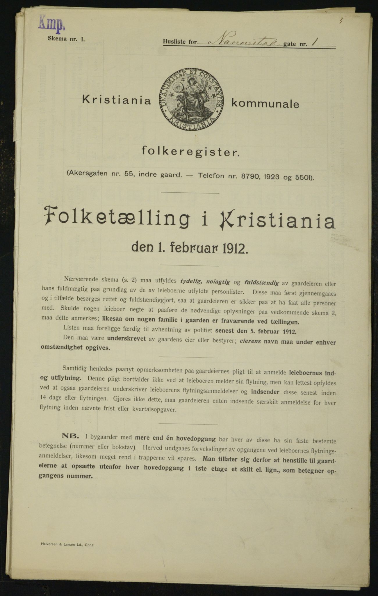 OBA, Kommunal folketelling 1.2.1912 for Kristiania, 1912, s. 69590