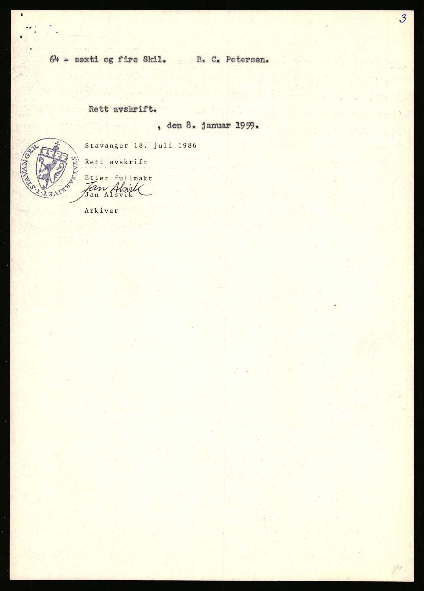 Statsarkivet i Stavanger, AV/SAST-A-101971/03/Y/Yj/L0068: Avskrifter sortert etter gårdsnavn: Refsnes - Risjell, 1750-1930, s. 27