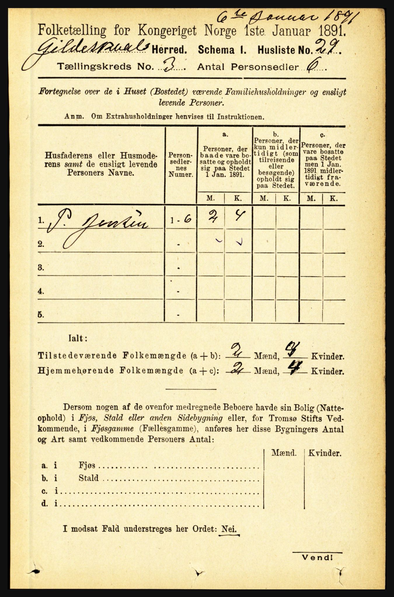 RA, Folketelling 1891 for 1838 Gildeskål herred, 1891, s. 747