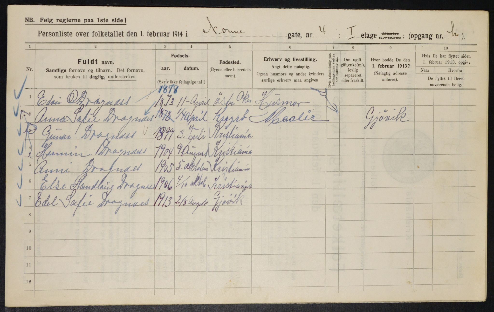 OBA, Kommunal folketelling 1.2.1914 for Kristiania, 1914, s. 71385