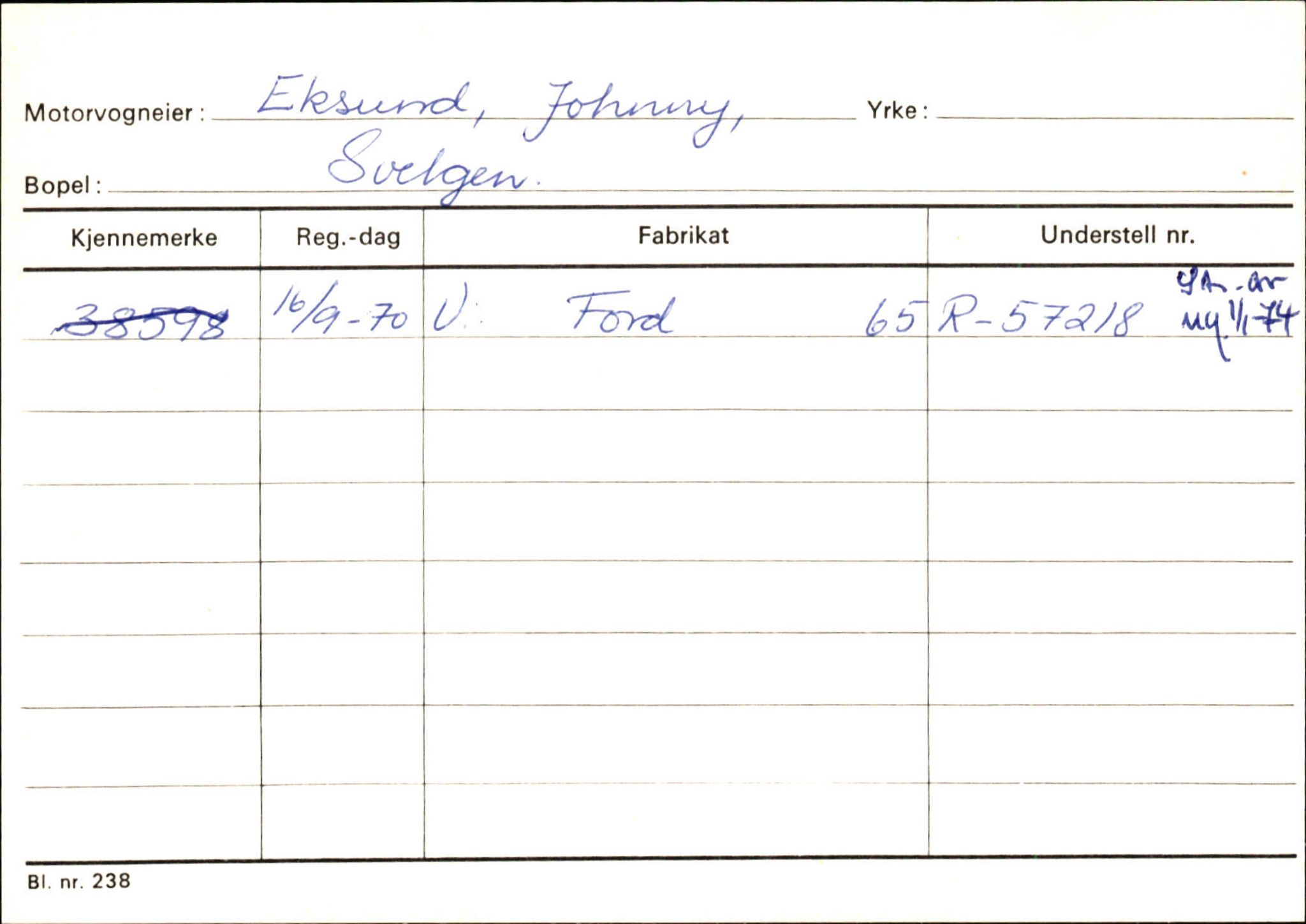 Statens vegvesen, Sogn og Fjordane vegkontor, SAB/A-5301/4/F/L0133: Eigarregister Bremanger A-Å. Gaular A-H, 1945-1975, s. 265