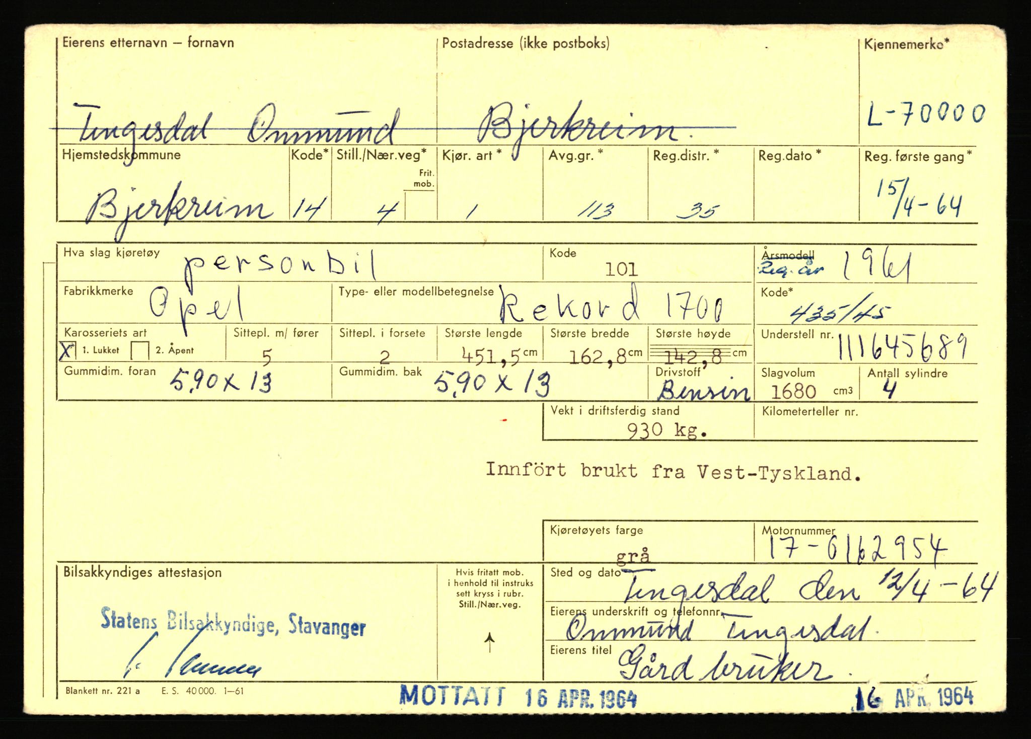 Stavanger trafikkstasjon, AV/SAST-A-101942/0/F/L0066: L-68000 - L-71599, 1930-1971, s. 1029