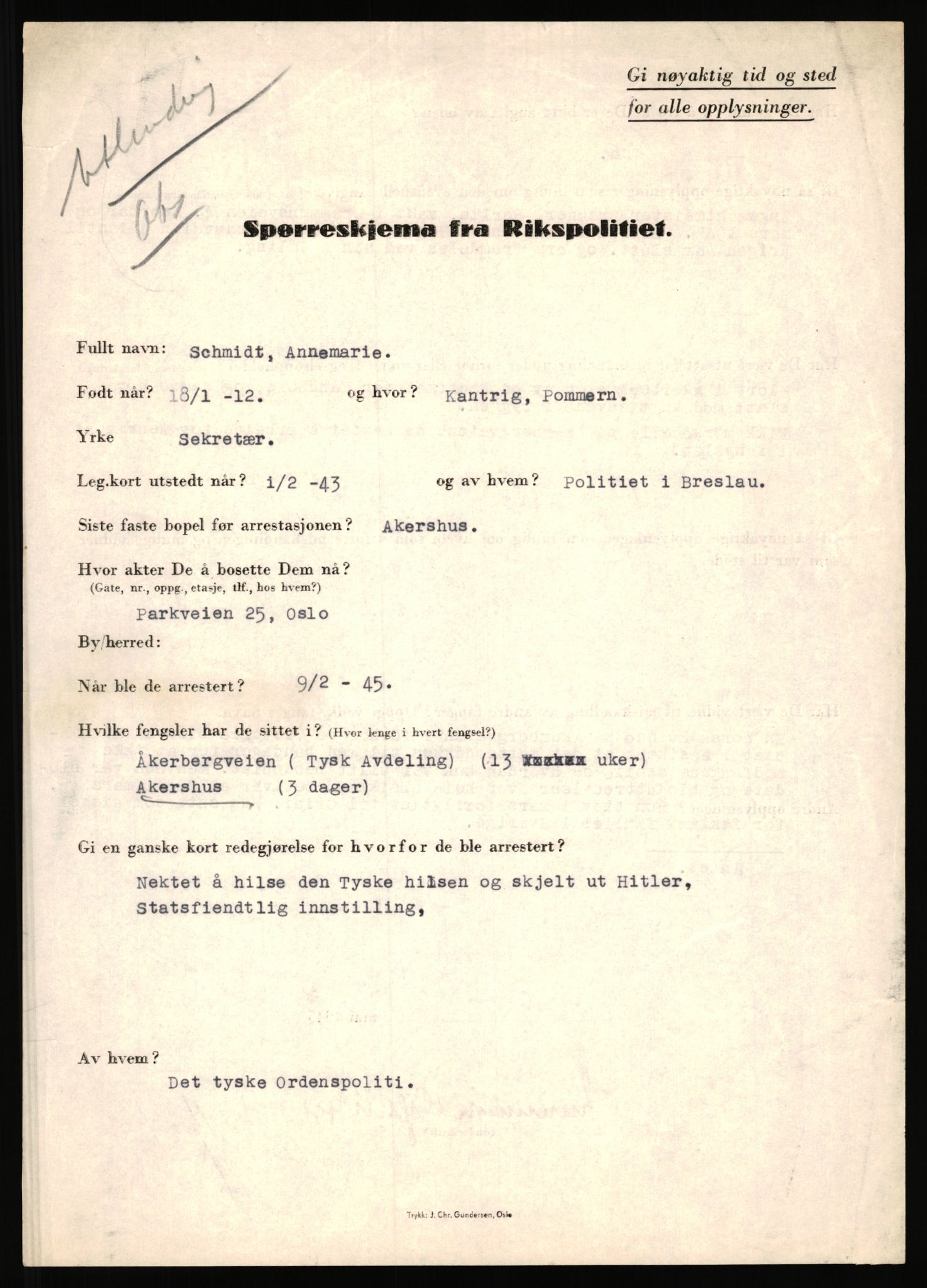 Rikspolitisjefen, AV/RA-S-1560/L/L0019: Utenlandske fanger, 1940-1945, s. 533