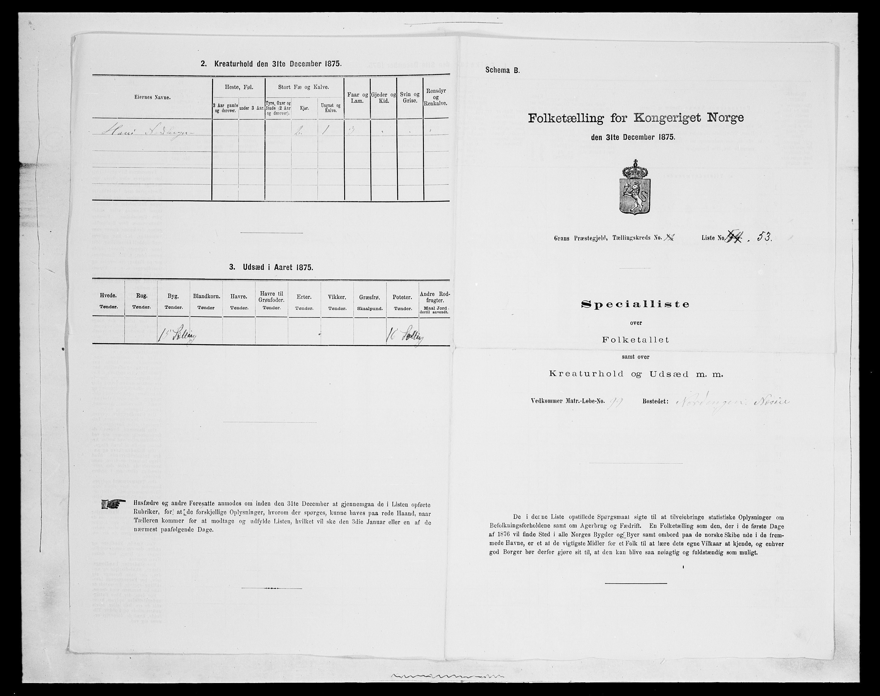 SAH, Folketelling 1875 for 0534P Gran prestegjeld, 1875, s. 2345