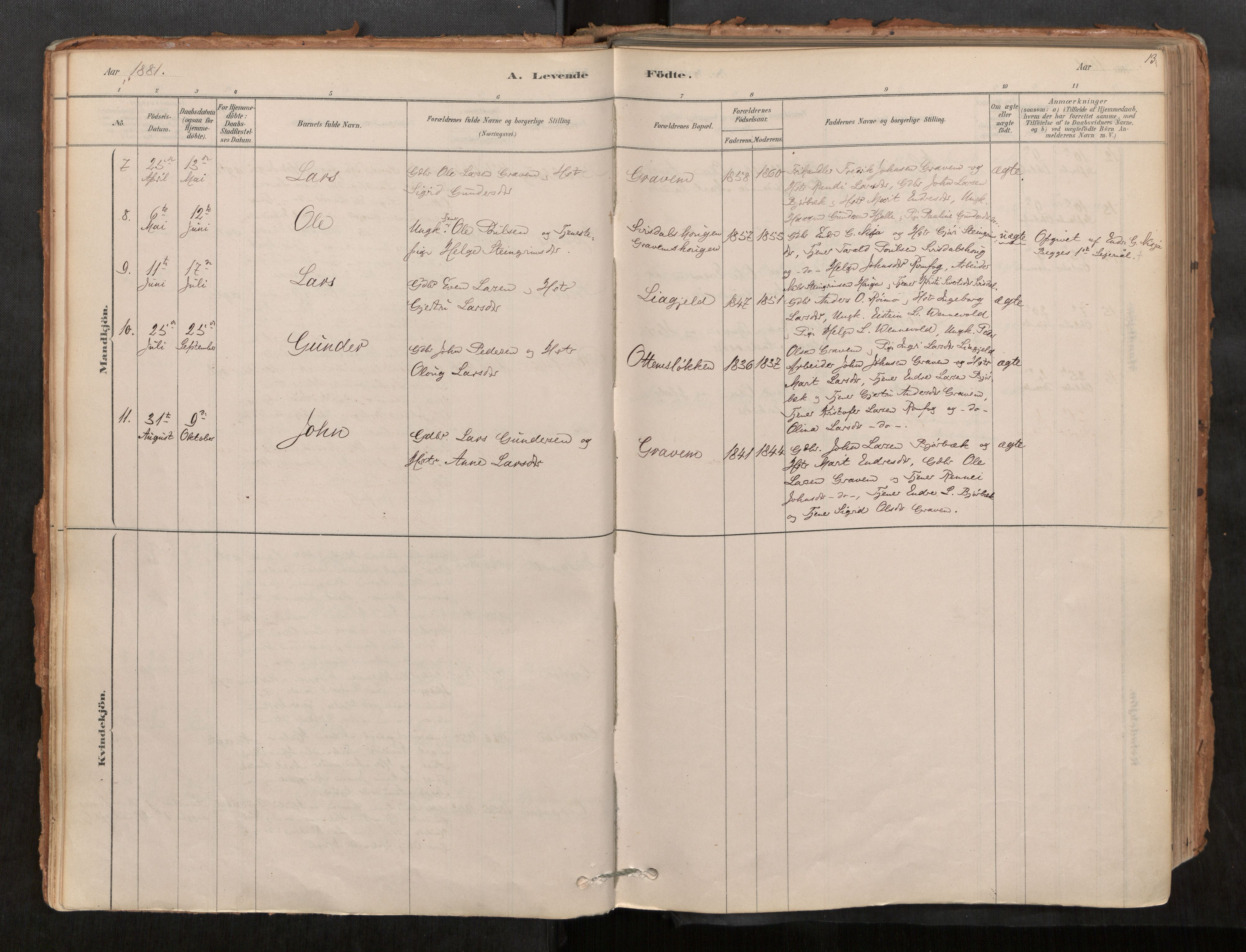 Sunndal sokneprestkontor, AV/SAT-A-1085/1/I/I1/I1a/L0001: Ministerialbok nr. 1, 1877-1914, s. 13