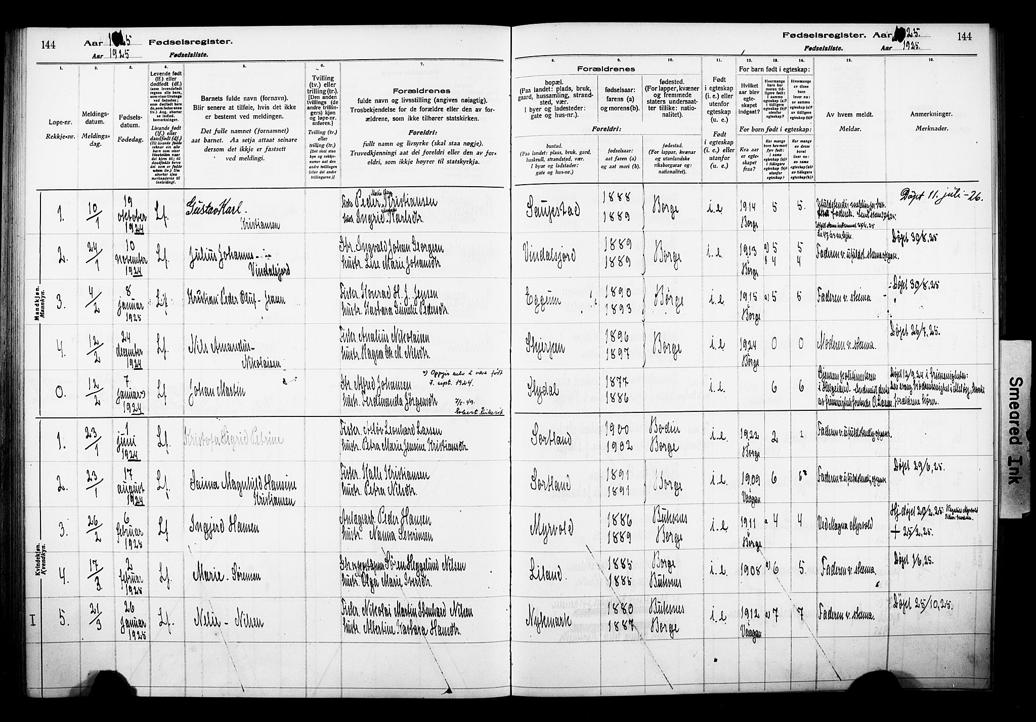 Ministerialprotokoller, klokkerbøker og fødselsregistre - Nordland, AV/SAT-A-1459/880/L1145: Fødselsregister nr. 880.II.4.1, 1916-1929, s. 144