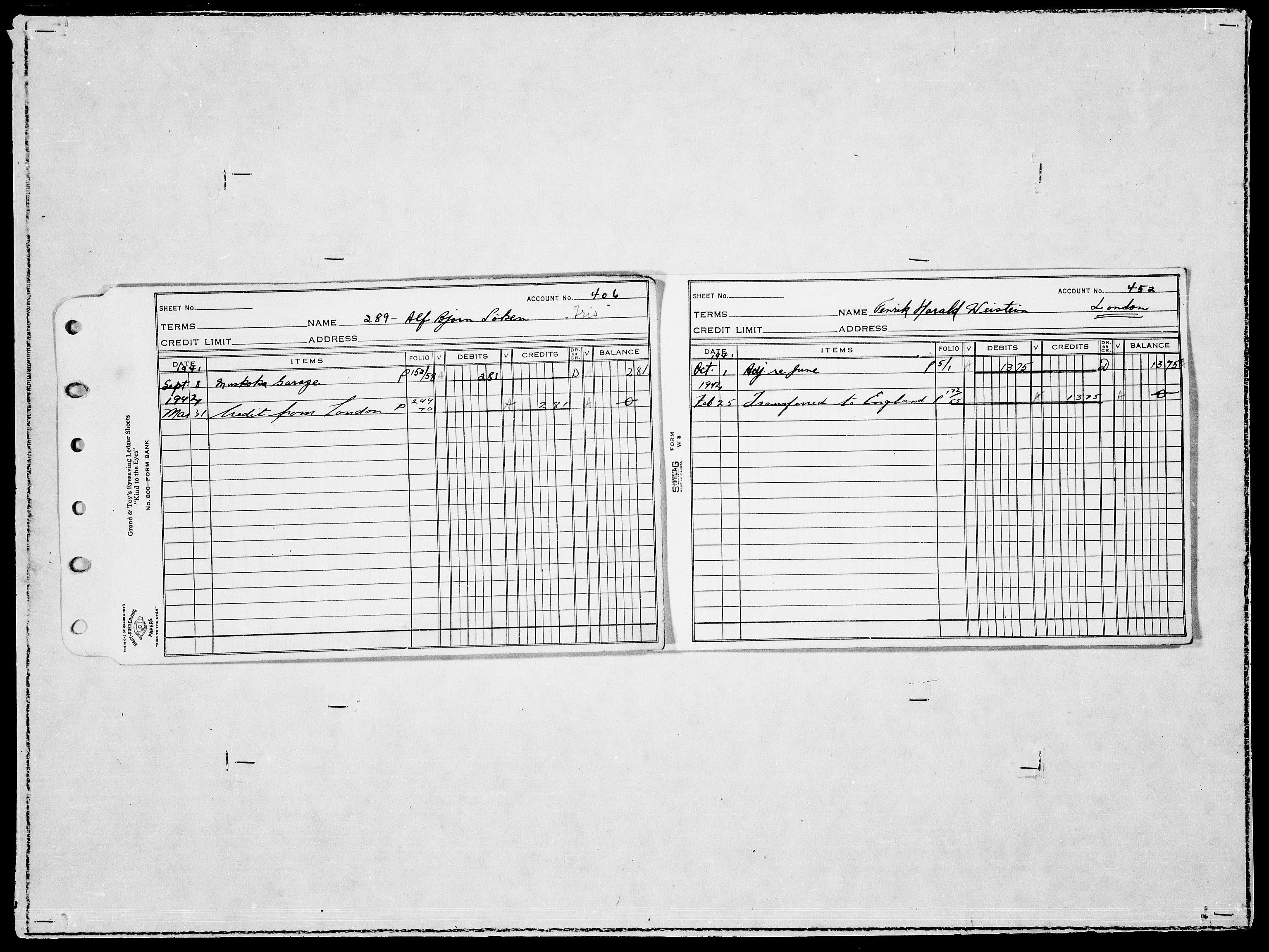 Forsvaret, Flyvåpnenes treningsleir 1940-1945, AV/RA-RAFA-3974/V/L0019: Regnskaper.  Se "Index" for detaljert oversikt over innholdet., 1940-1945