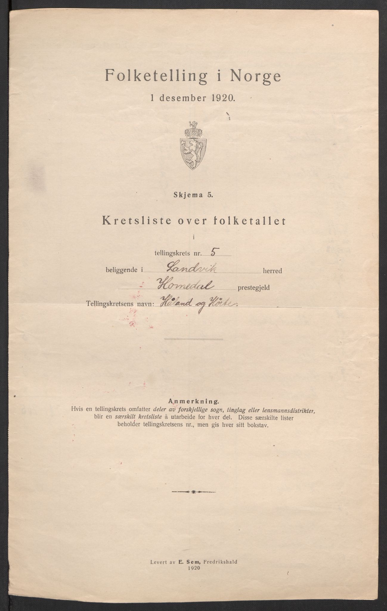 SAK, Folketelling 1920 for 0924 Landvik herred, 1920, s. 24