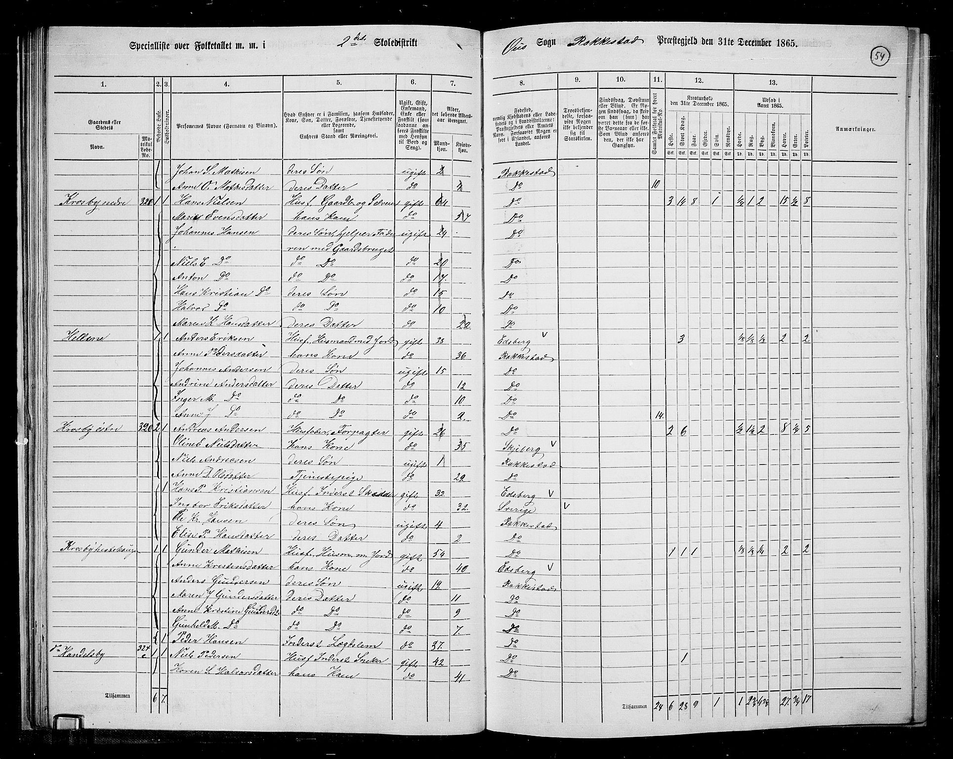 RA, Folketelling 1865 for 0128P Rakkestad prestegjeld, 1865, s. 53