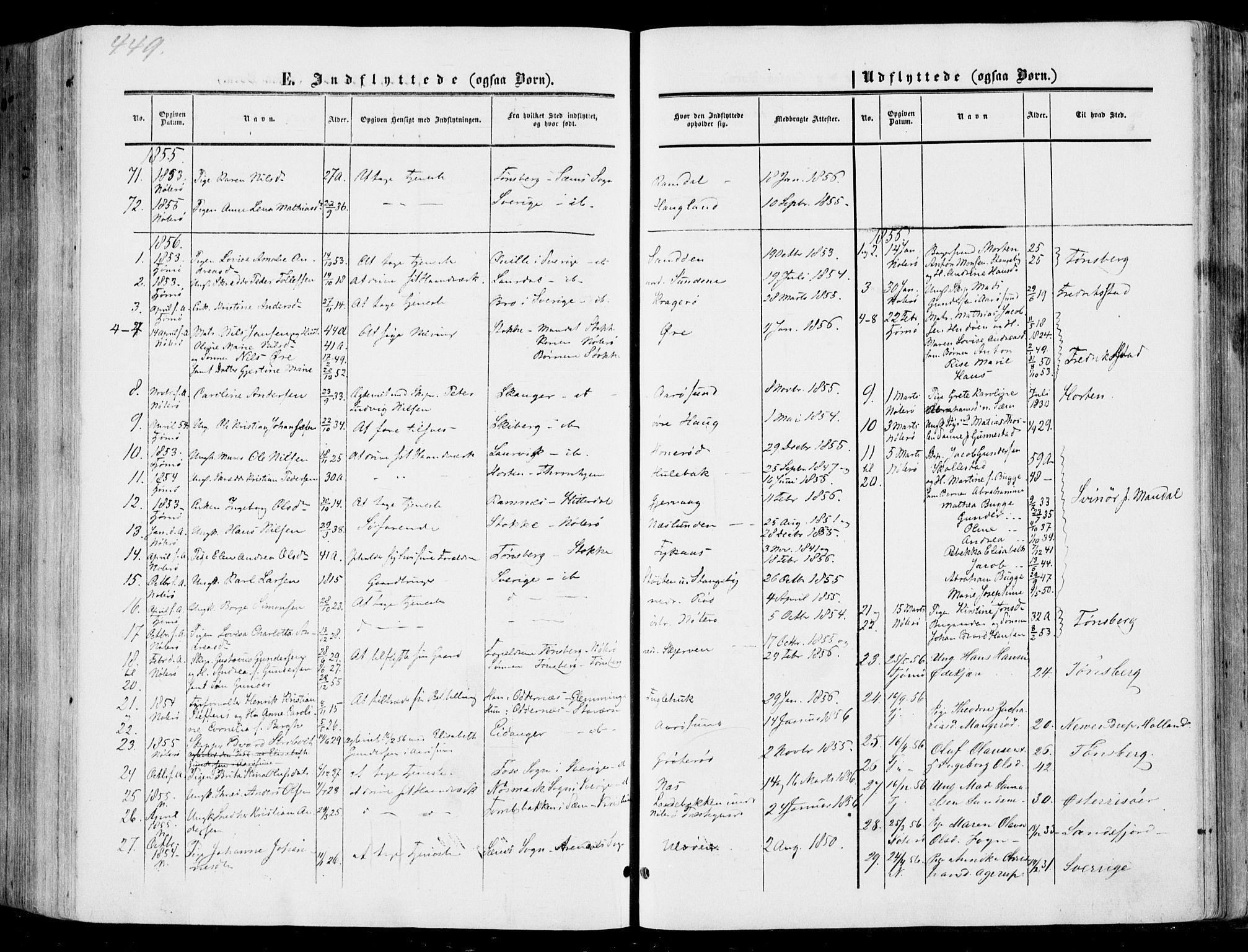 Nøtterøy kirkebøker, AV/SAKO-A-354/F/Fa/L0006: Ministerialbok nr. I 6, 1852-1864, s. 449