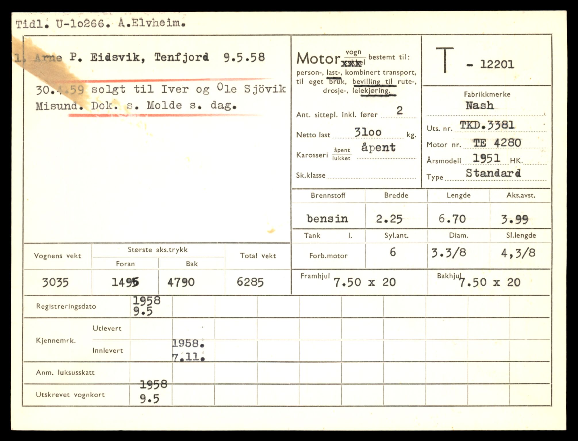 Møre og Romsdal vegkontor - Ålesund trafikkstasjon, AV/SAT-A-4099/F/Fe/L0033: Registreringskort for kjøretøy T 12151 - T 12474, 1927-1998, s. 1257