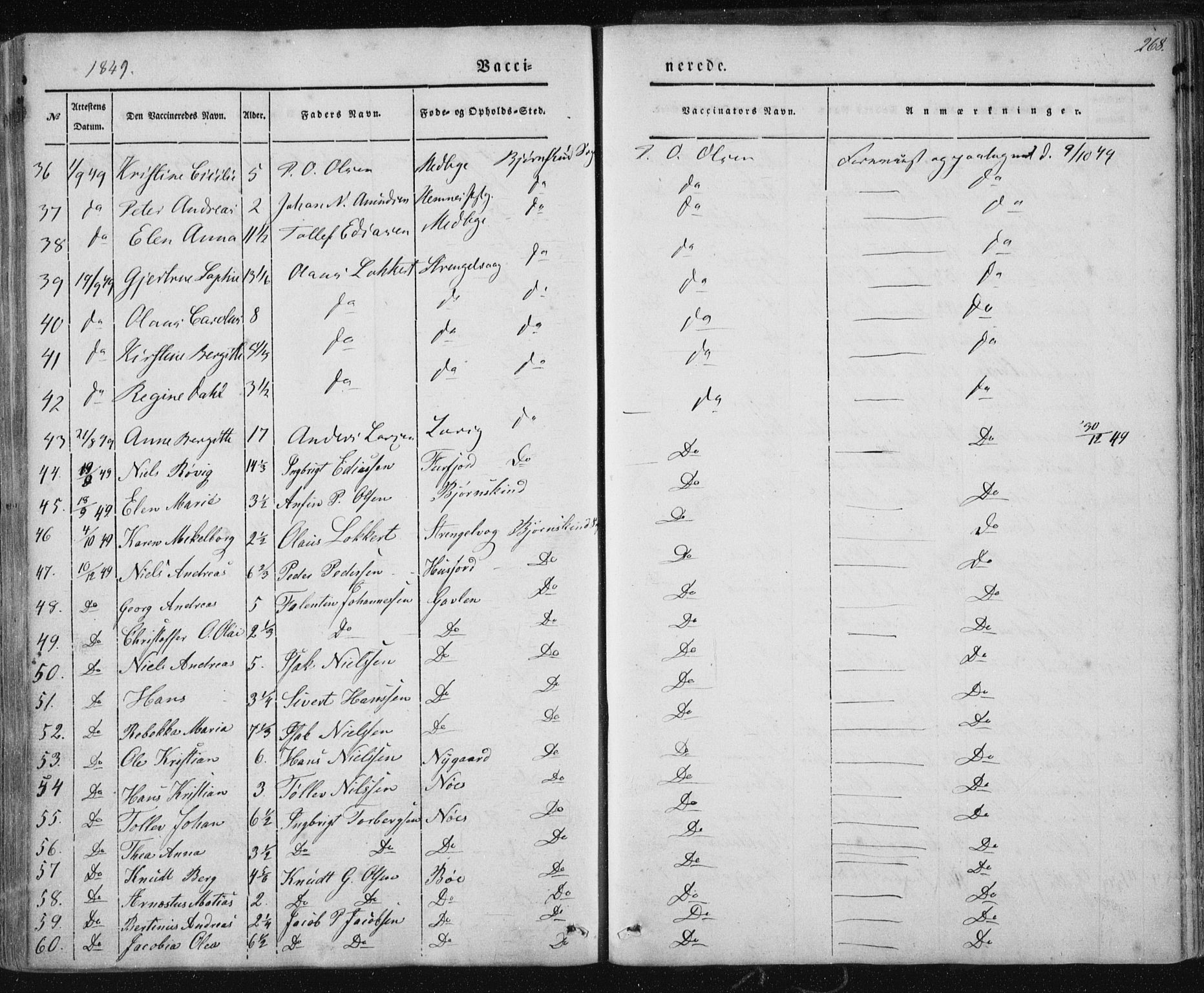 Ministerialprotokoller, klokkerbøker og fødselsregistre - Nordland, AV/SAT-A-1459/897/L1396: Ministerialbok nr. 897A04, 1842-1866, s. 268