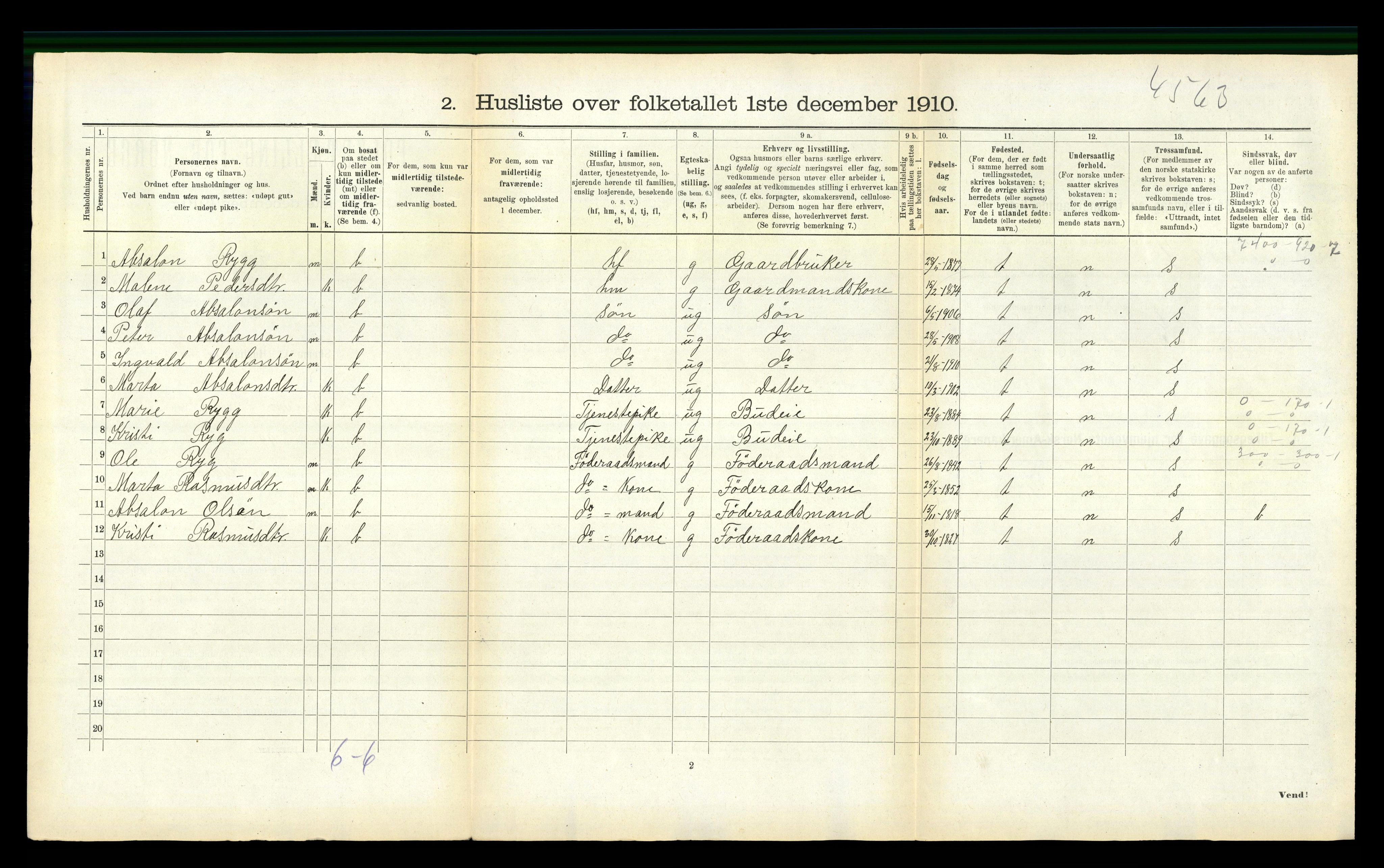 RA, Folketelling 1910 for 1446 Breim herred, 1910, s. 519