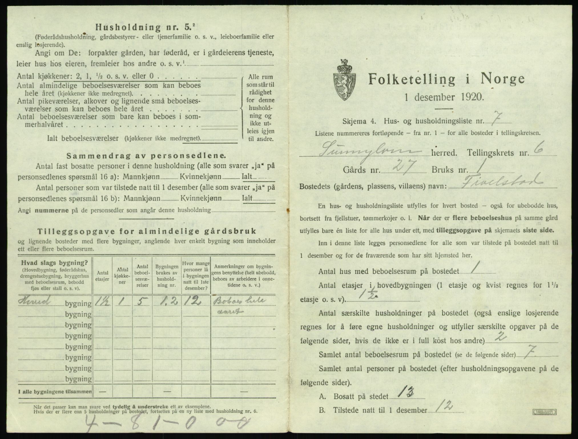 SAT, Folketelling 1920 for 1523 Sunnylven herred, 1920, s. 354