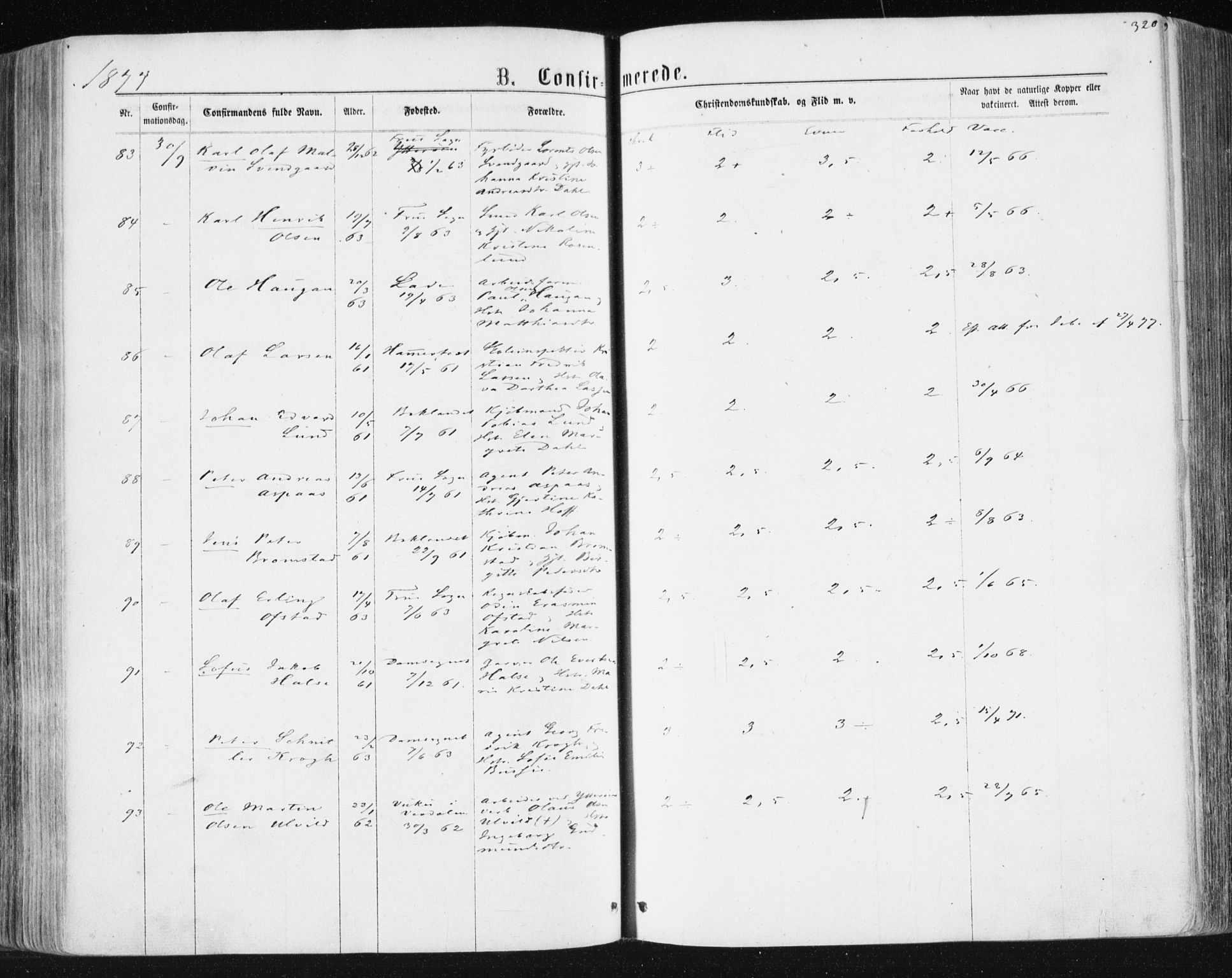 Ministerialprotokoller, klokkerbøker og fødselsregistre - Sør-Trøndelag, AV/SAT-A-1456/604/L0186: Ministerialbok nr. 604A07, 1866-1877, s. 320