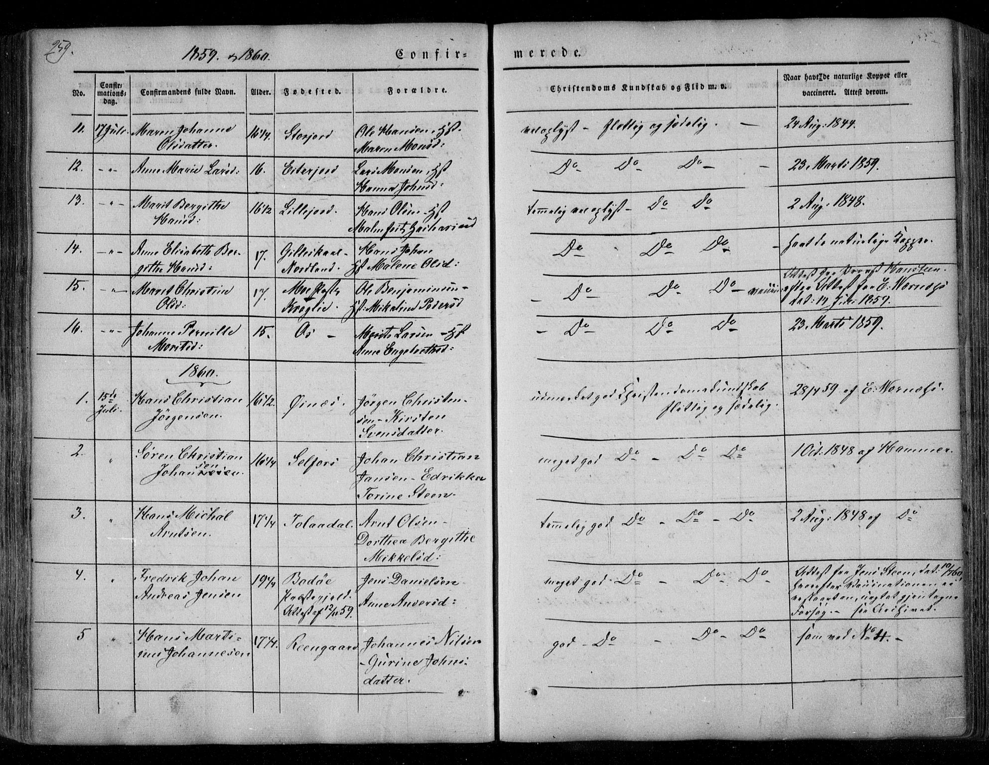 Ministerialprotokoller, klokkerbøker og fødselsregistre - Nordland, AV/SAT-A-1459/846/L0644: Ministerialbok nr. 846A02, 1837-1872, s. 259