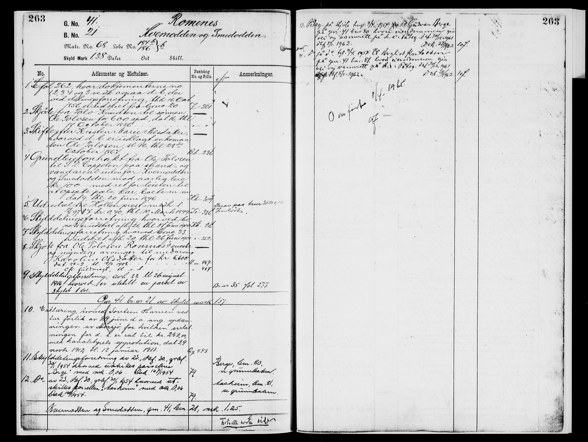Nedre Telemark sorenskriveri, AV/SAKO-A-135/G/Gb/Gbg/L0002: Panteregister nr. VII 2, s. 263