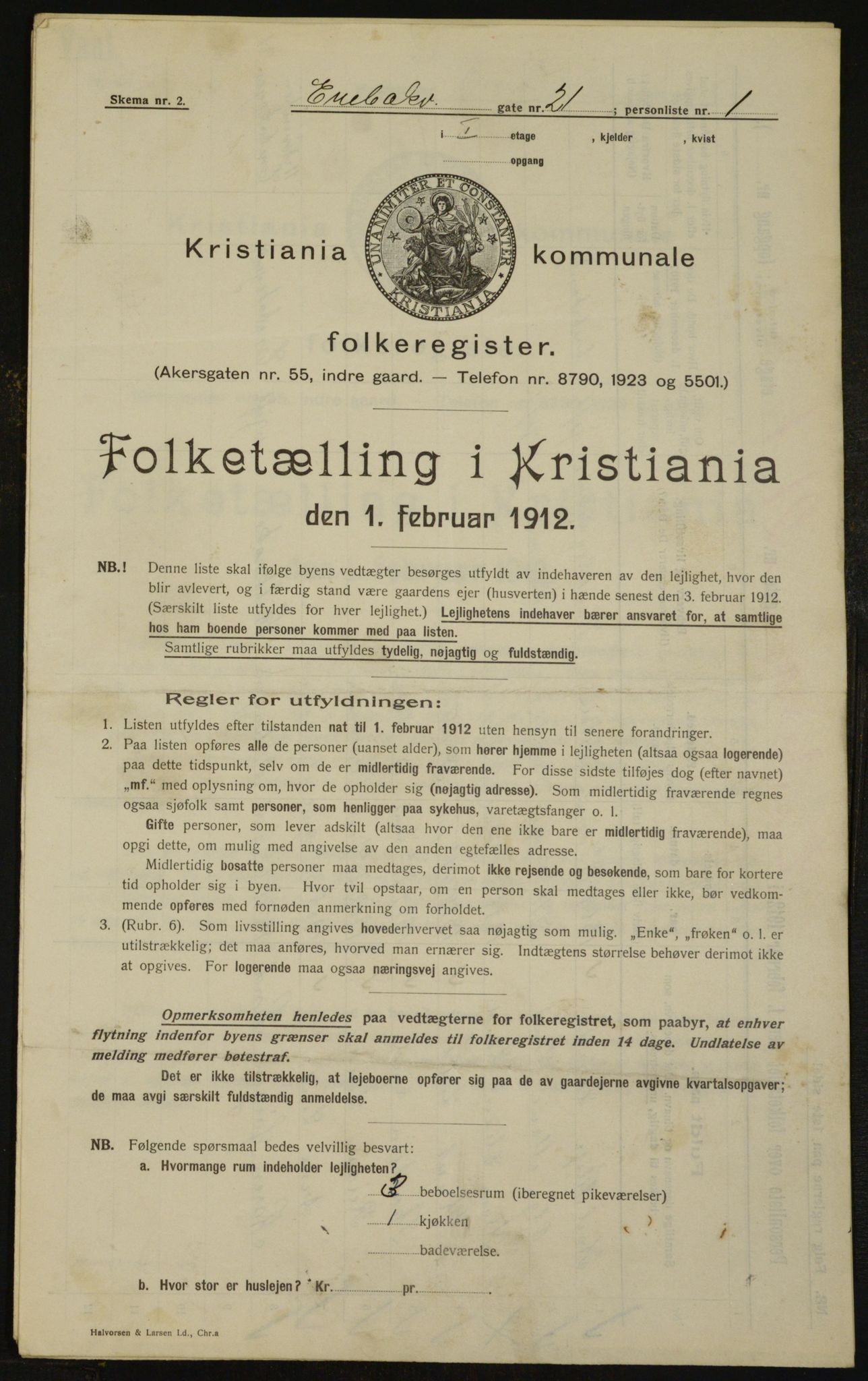 OBA, Kommunal folketelling 1.2.1912 for Kristiania, 1912, s. 21105