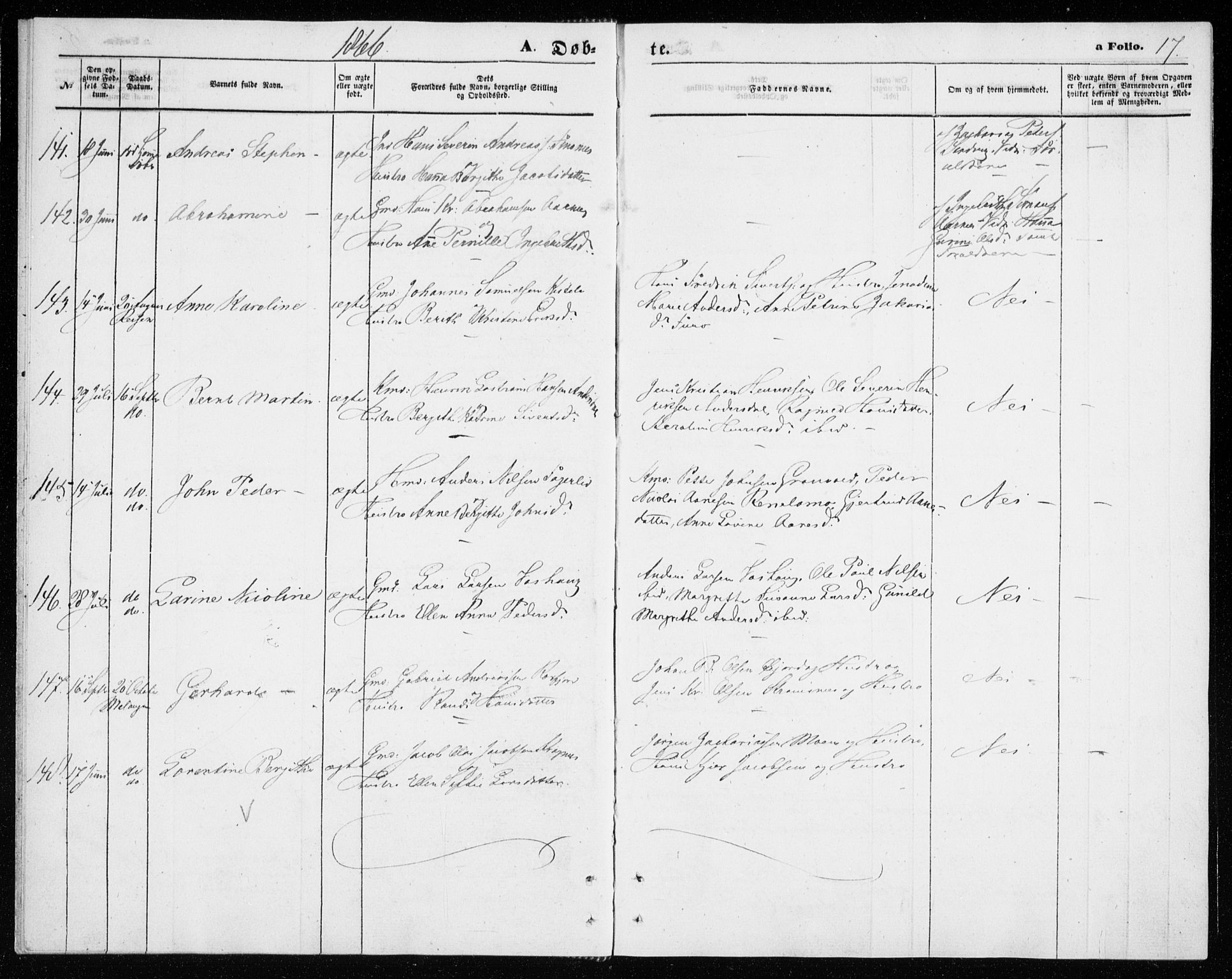 Lenvik sokneprestembete, AV/SATØ-S-1310/H/Ha/Haa/L0009kirke: Ministerialbok nr. 9, 1866-1873, s. 17