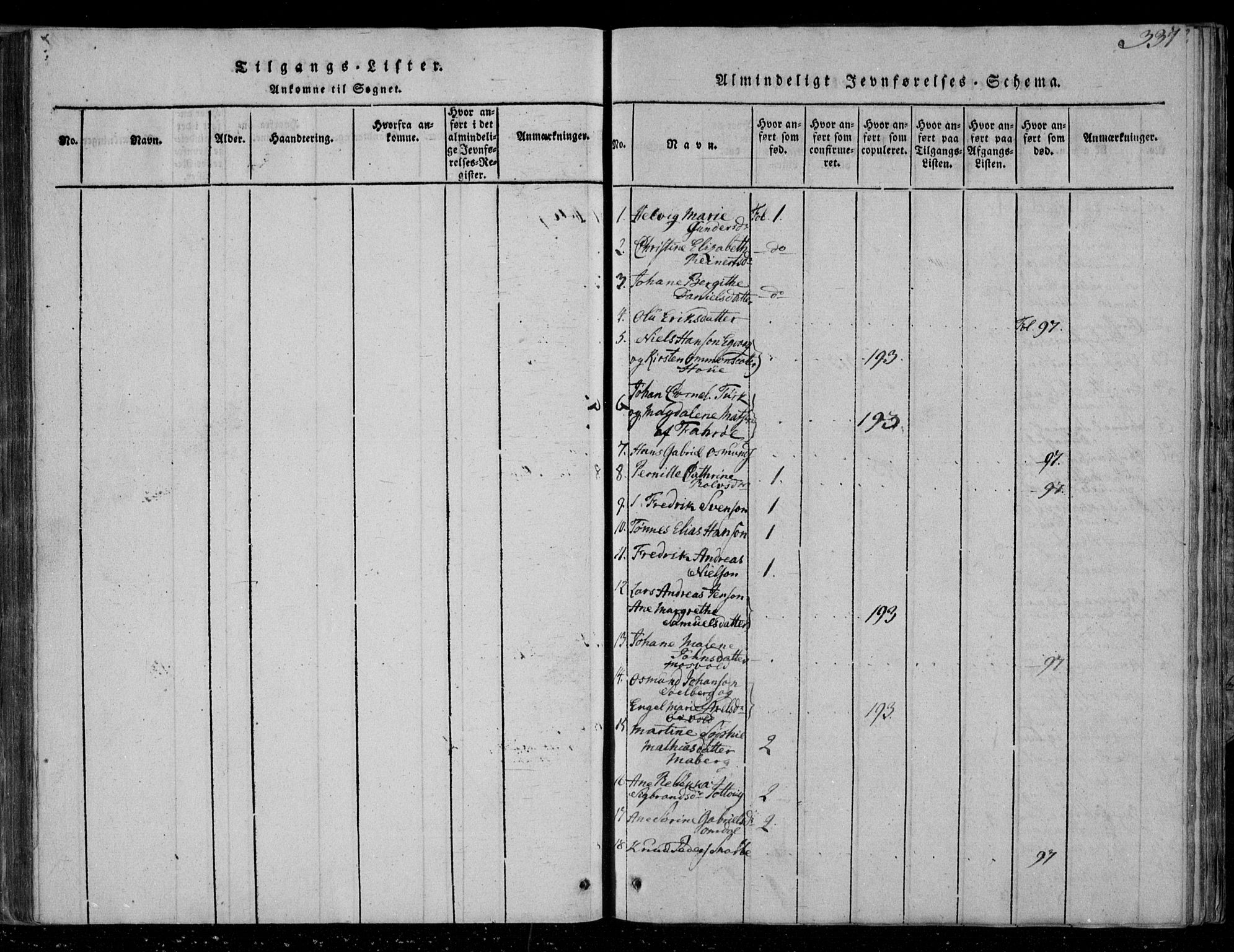 Lista sokneprestkontor, AV/SAK-1111-0027/F/Fa/L0007: Ministerialbok nr. A 7, 1816-1823, s. 337