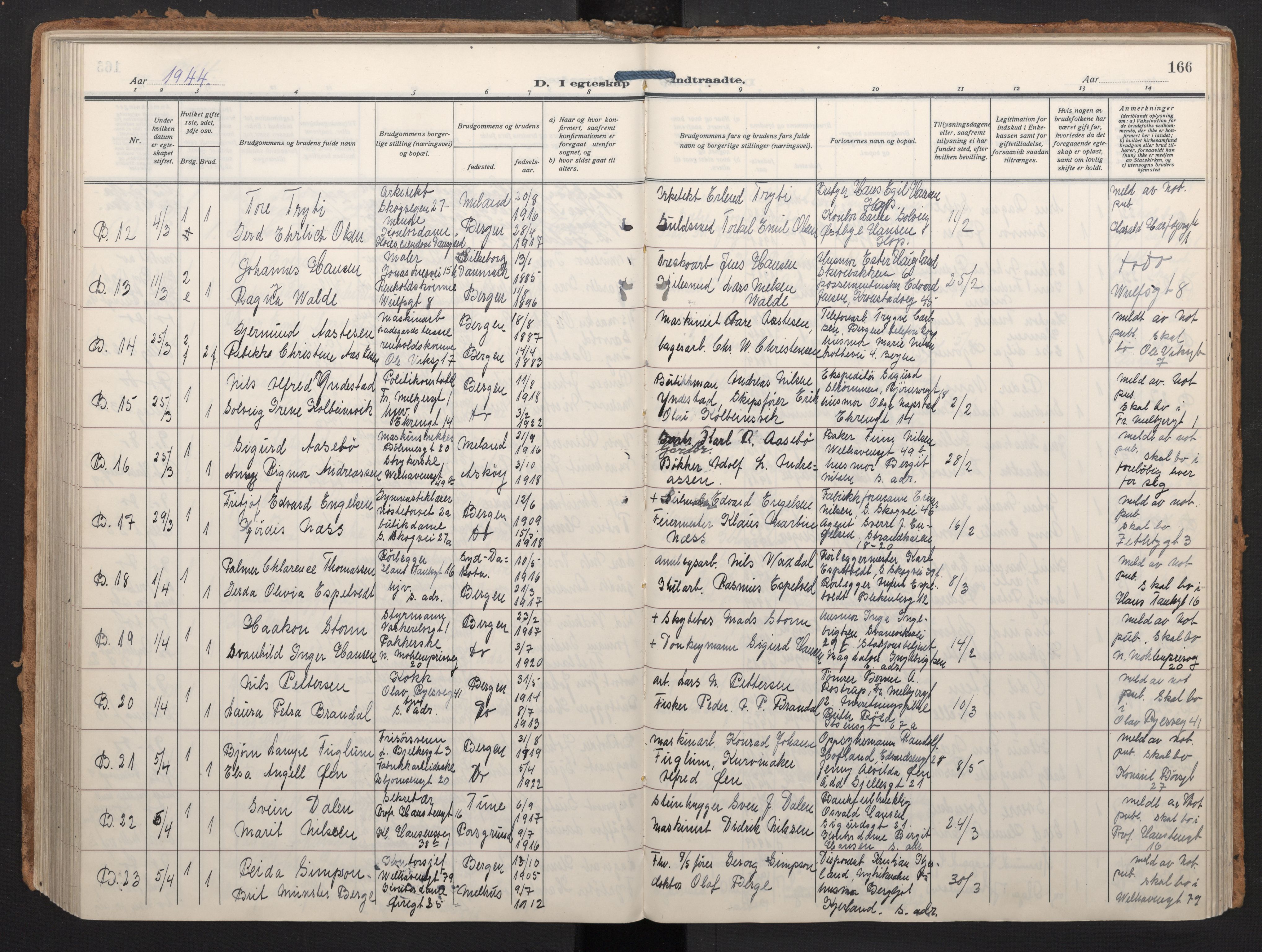 Johanneskirken sokneprestembete, AV/SAB-A-76001/H/Haa/L0014: Ministerialbok nr. D 3, 1929-1949, s. 165b-166a