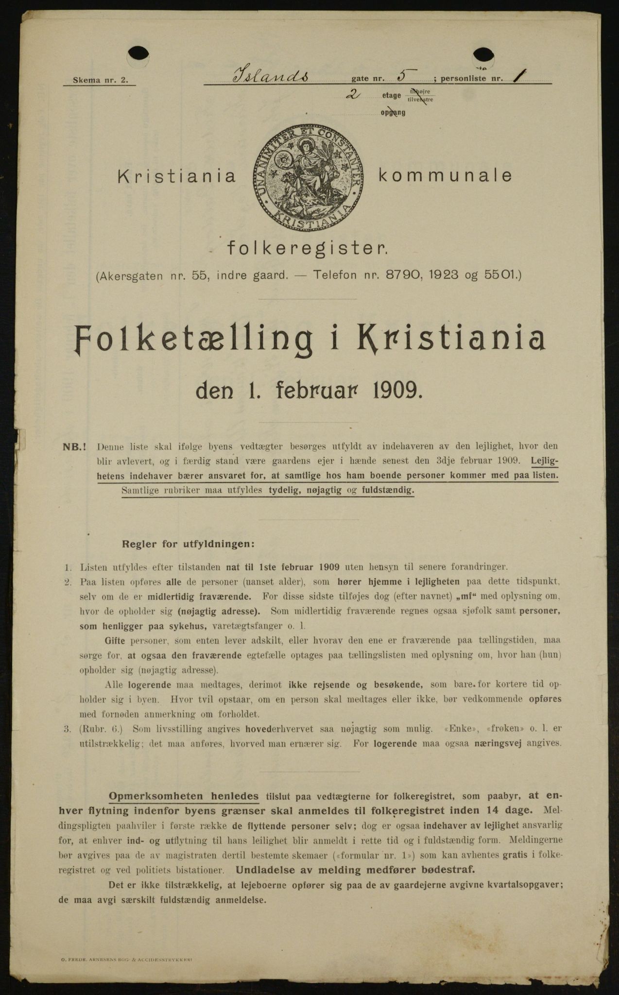 OBA, Kommunal folketelling 1.2.1909 for Kristiania kjøpstad, 1909, s. 40662