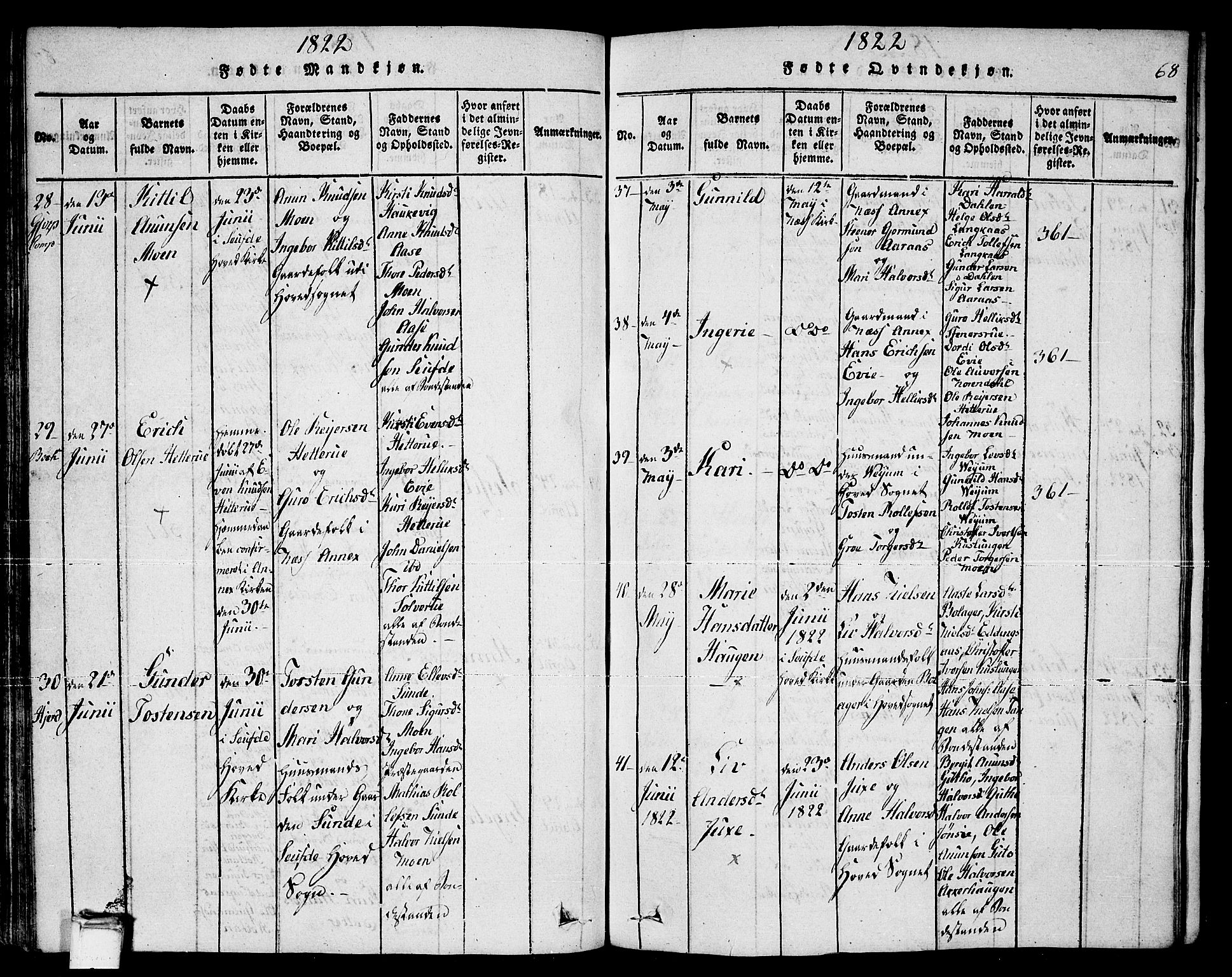 Sauherad kirkebøker, AV/SAKO-A-298/F/Fa/L0005: Ministerialbok nr. I 5, 1815-1829, s. 68